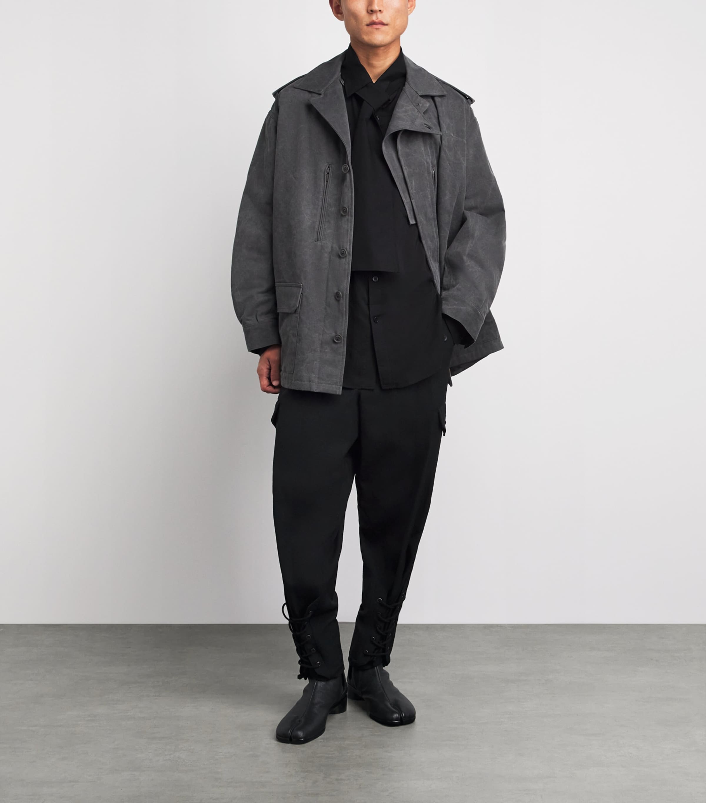 Yohji Yamamoto Mens Wool Gabardine Trousers Black Image 2