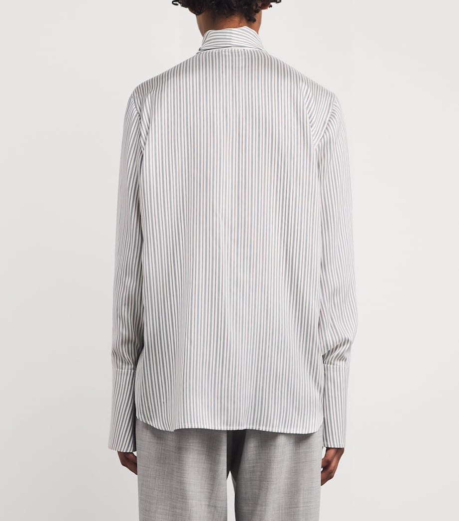 Silk Scarf Shirt 0605 - WHT/NVY BRDX Image 4