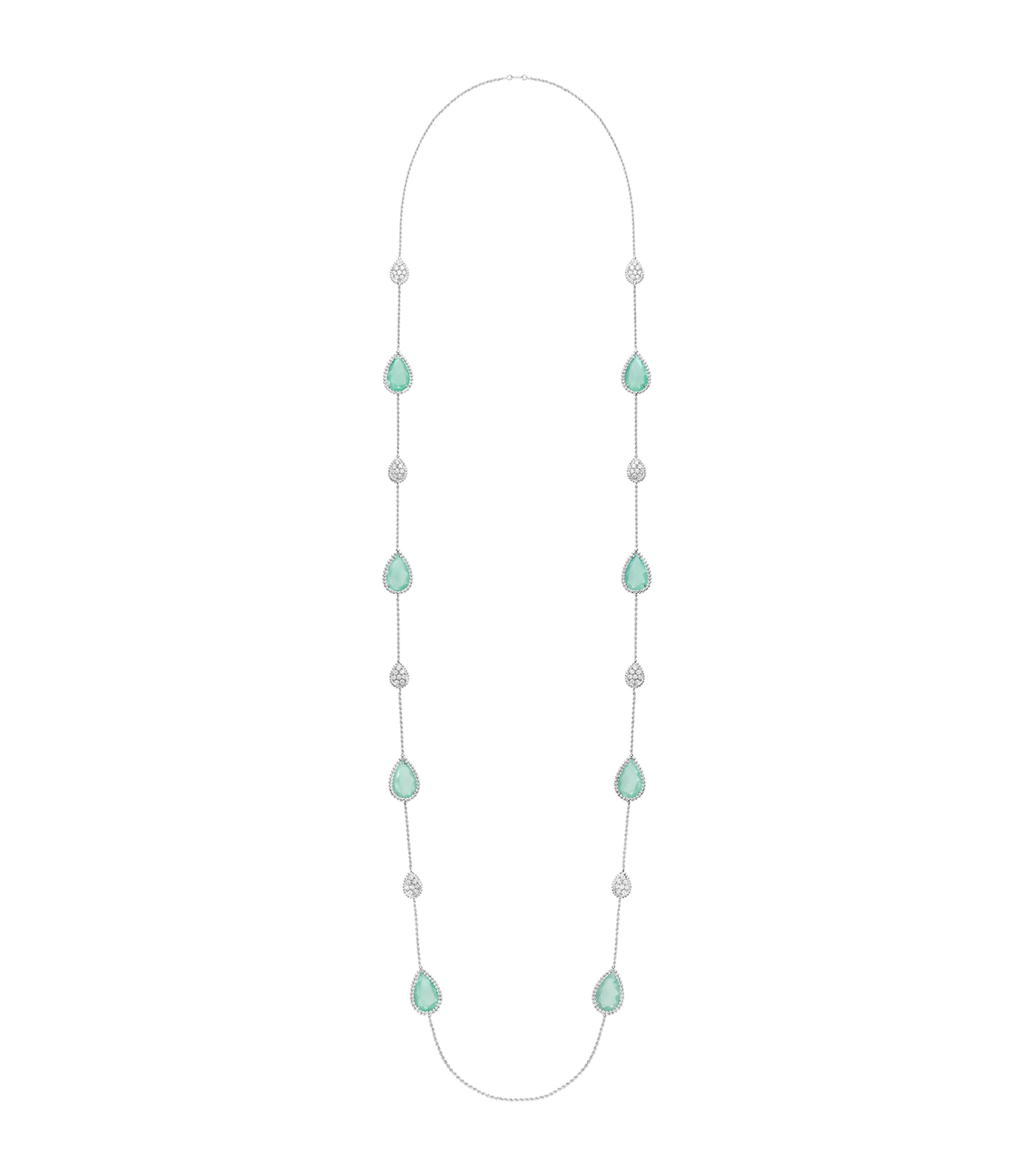 Boucheron White Gold, Diamond And Aquaprase Serpent Bohème Couleur Necklace In Blue