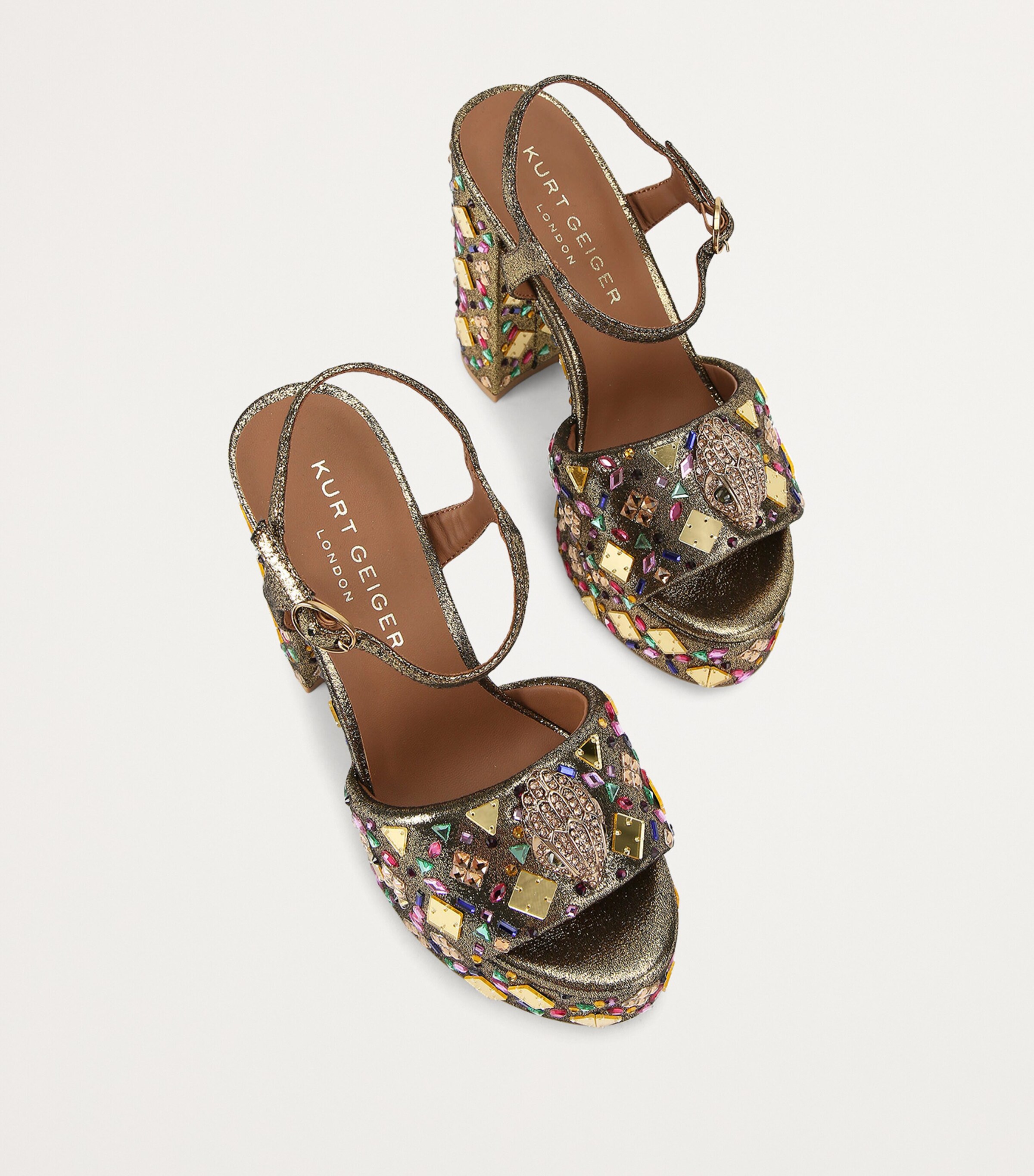 Kurt Geiger London Kensington Platform Sandals Gold Comb Image 3