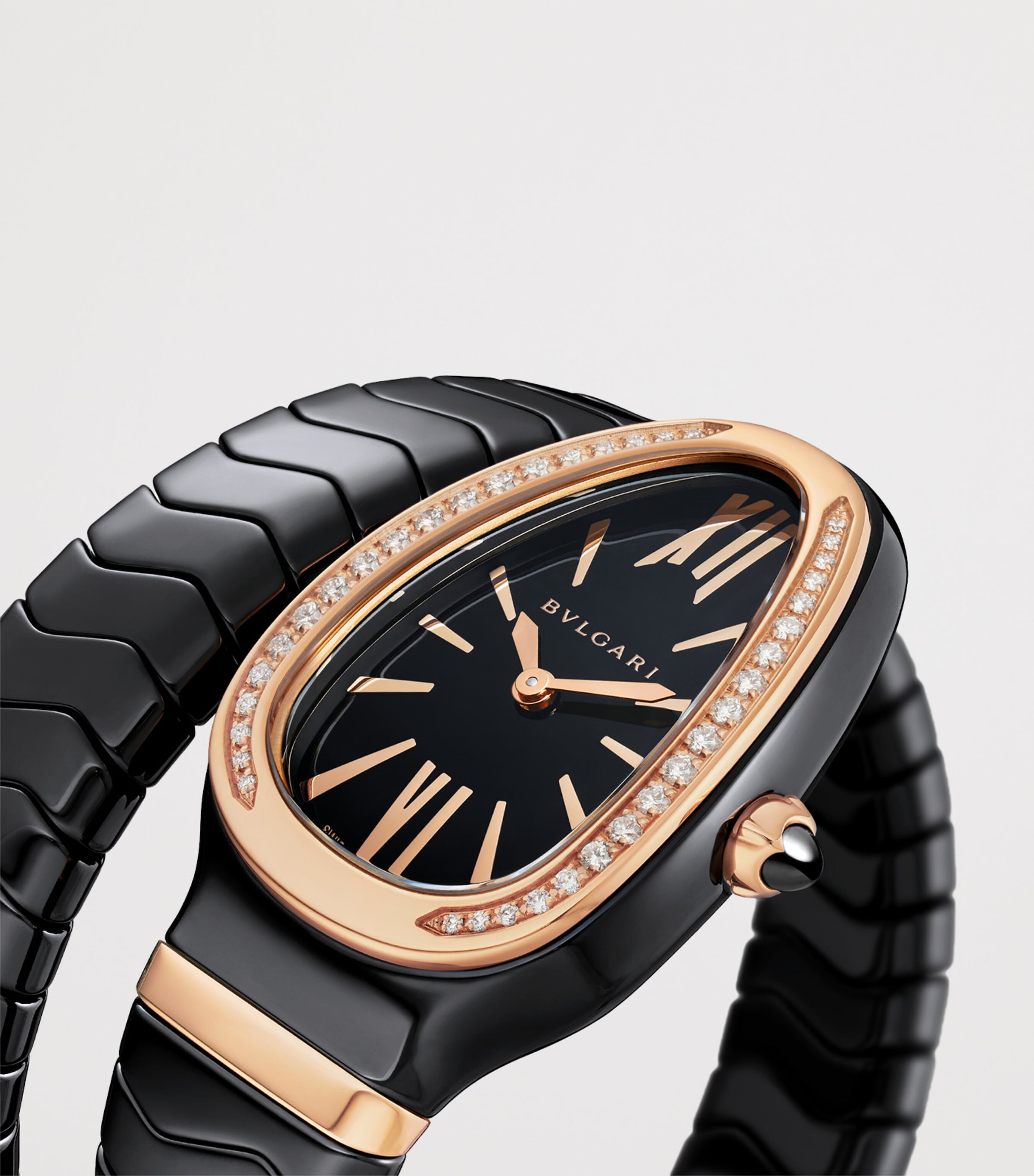 Rose Gold, Ceramic and Diamond Serpenti Spiga Watch 35mm BLACK Image 3