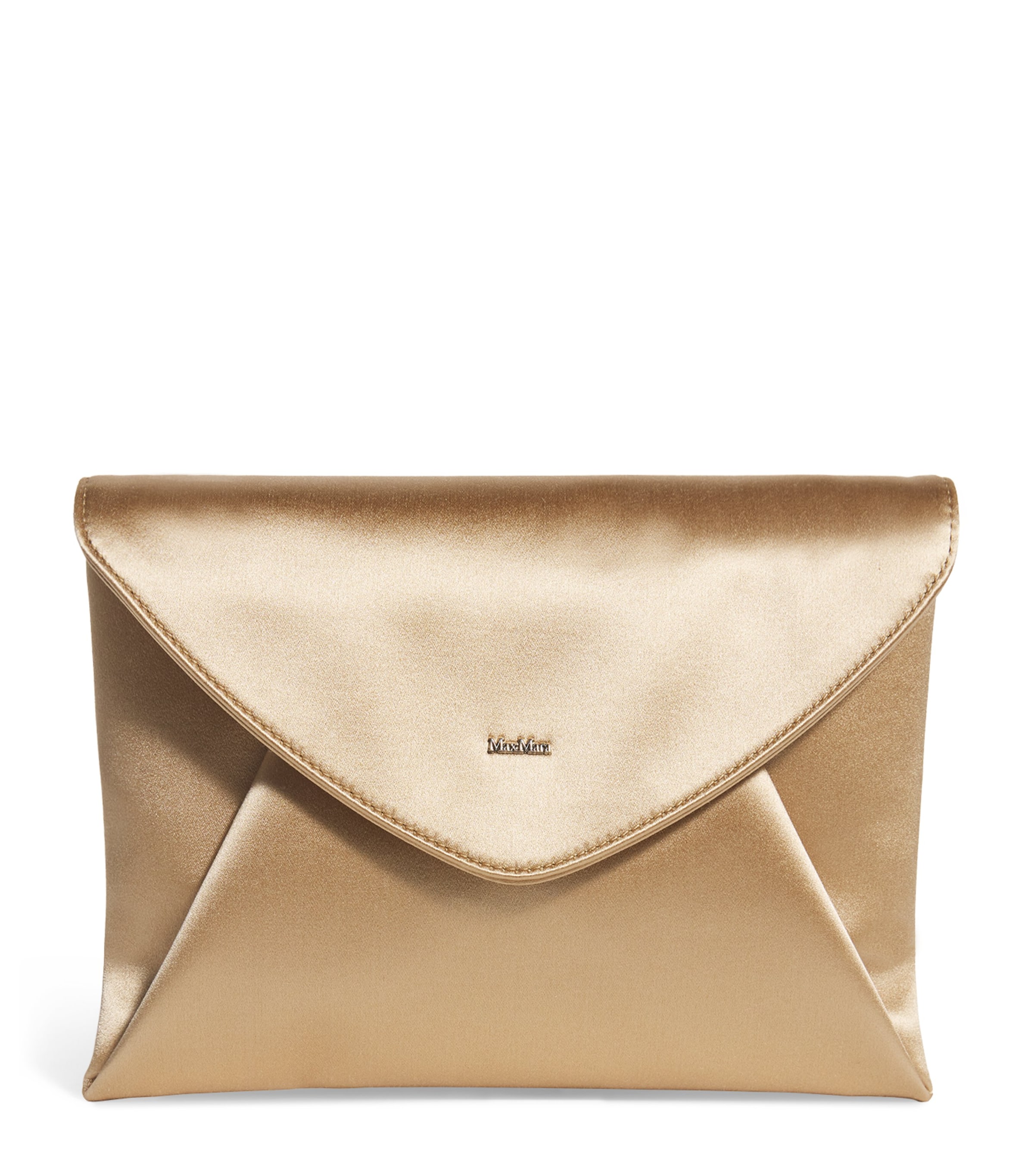 Shop Max Mara Satin Envelope Clutch Bag In Brown