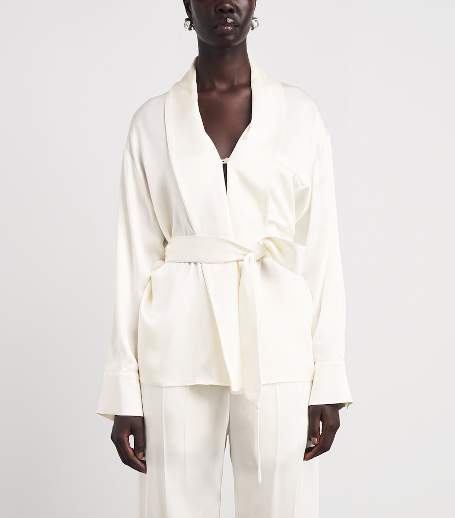 Victoria Beckham Womens Satin Crepe Alba Blouse Ivory Image 4