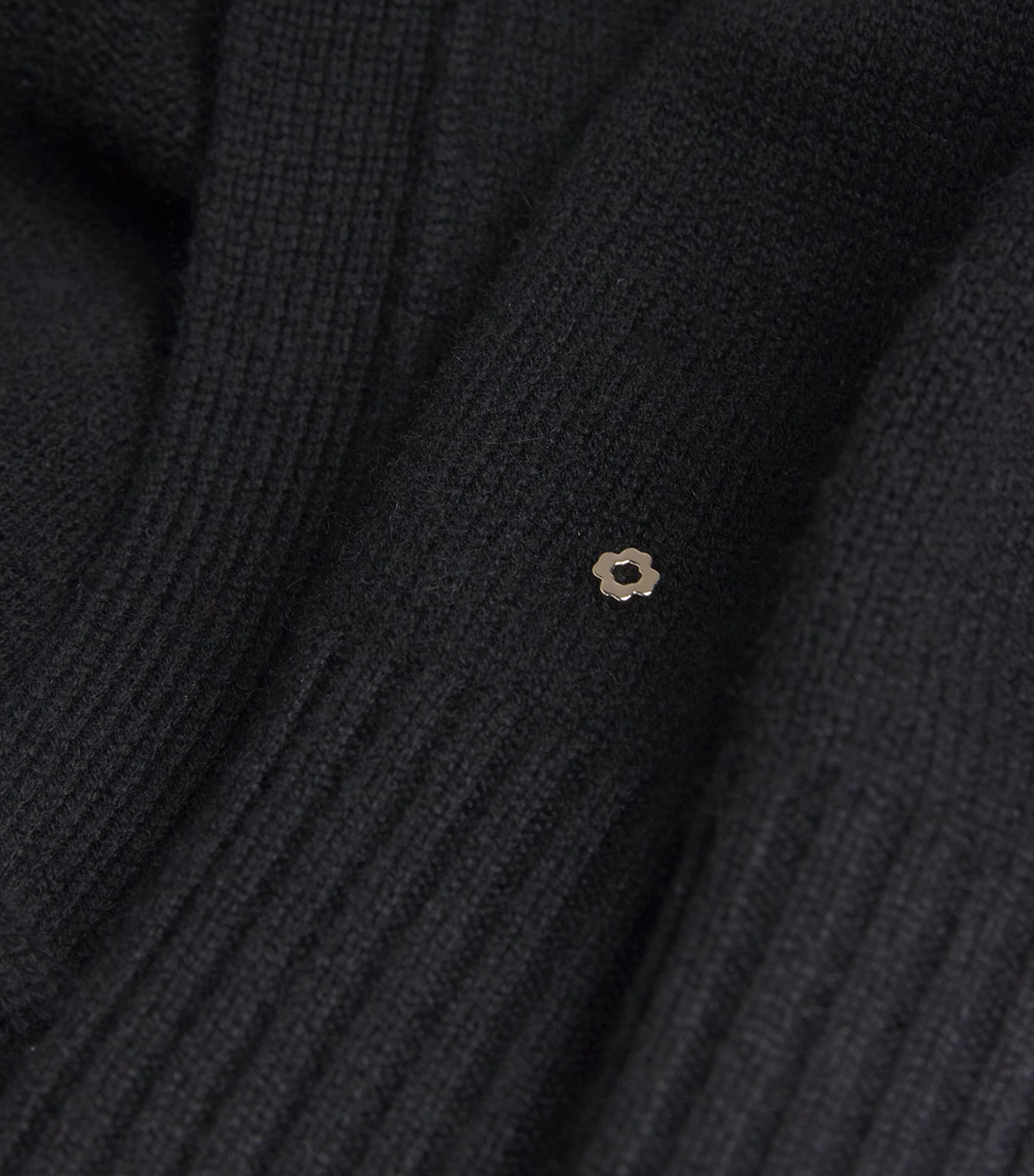 Open Collar Polo Sweater BLACK Image 5