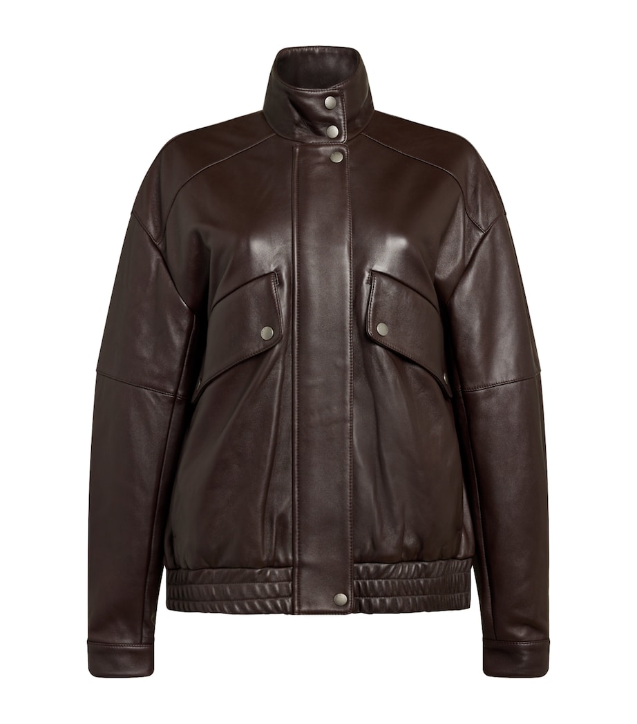 Leather Aria Bomber Jacket BROWN Image 1