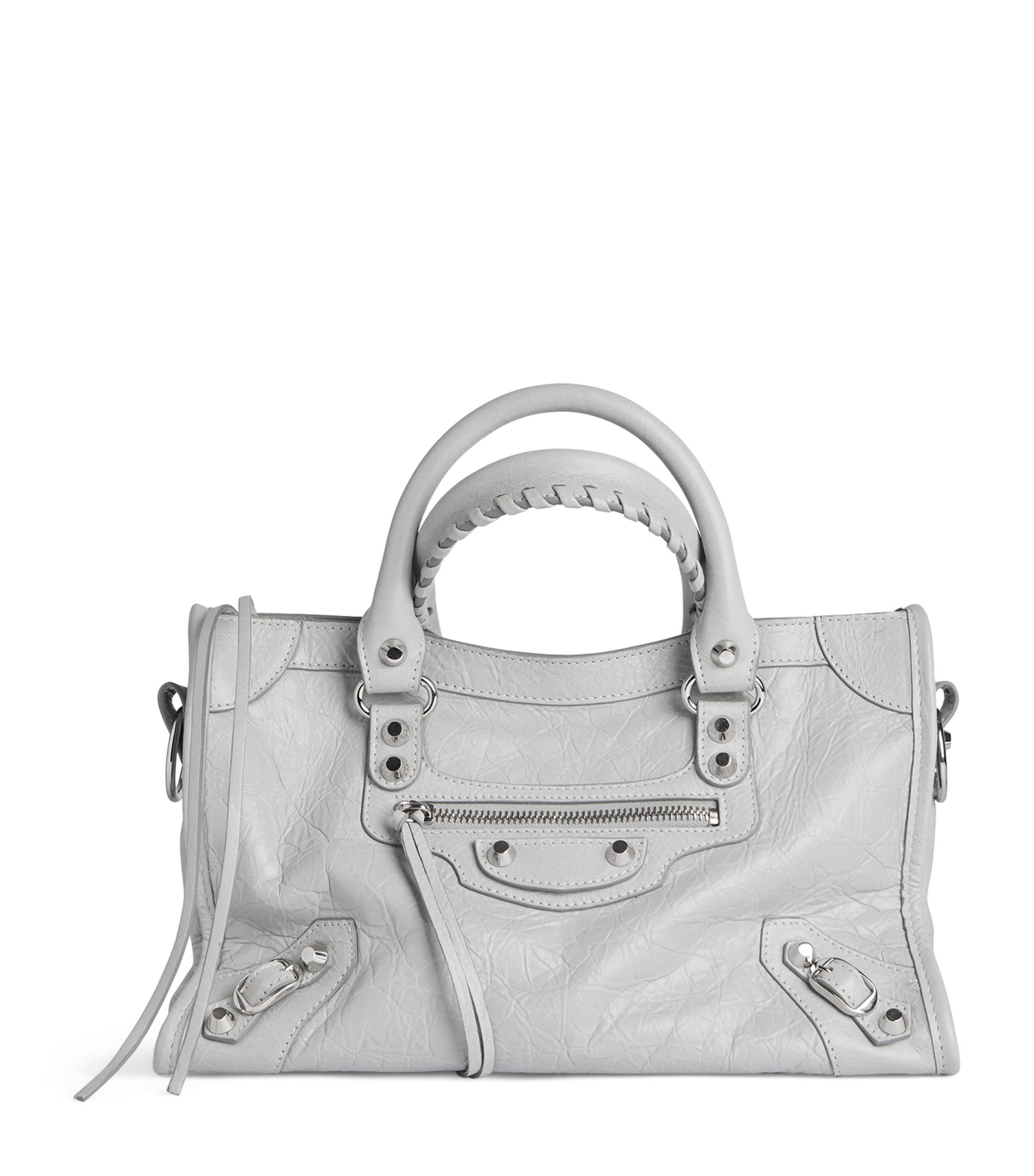 Balenciaga Le City Small Arena Leather Crossbody Bag In Gray