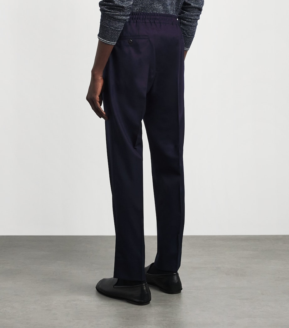 Corneliani Mens Virgin Wool Drawstring Trousers Dark Blue Image 5