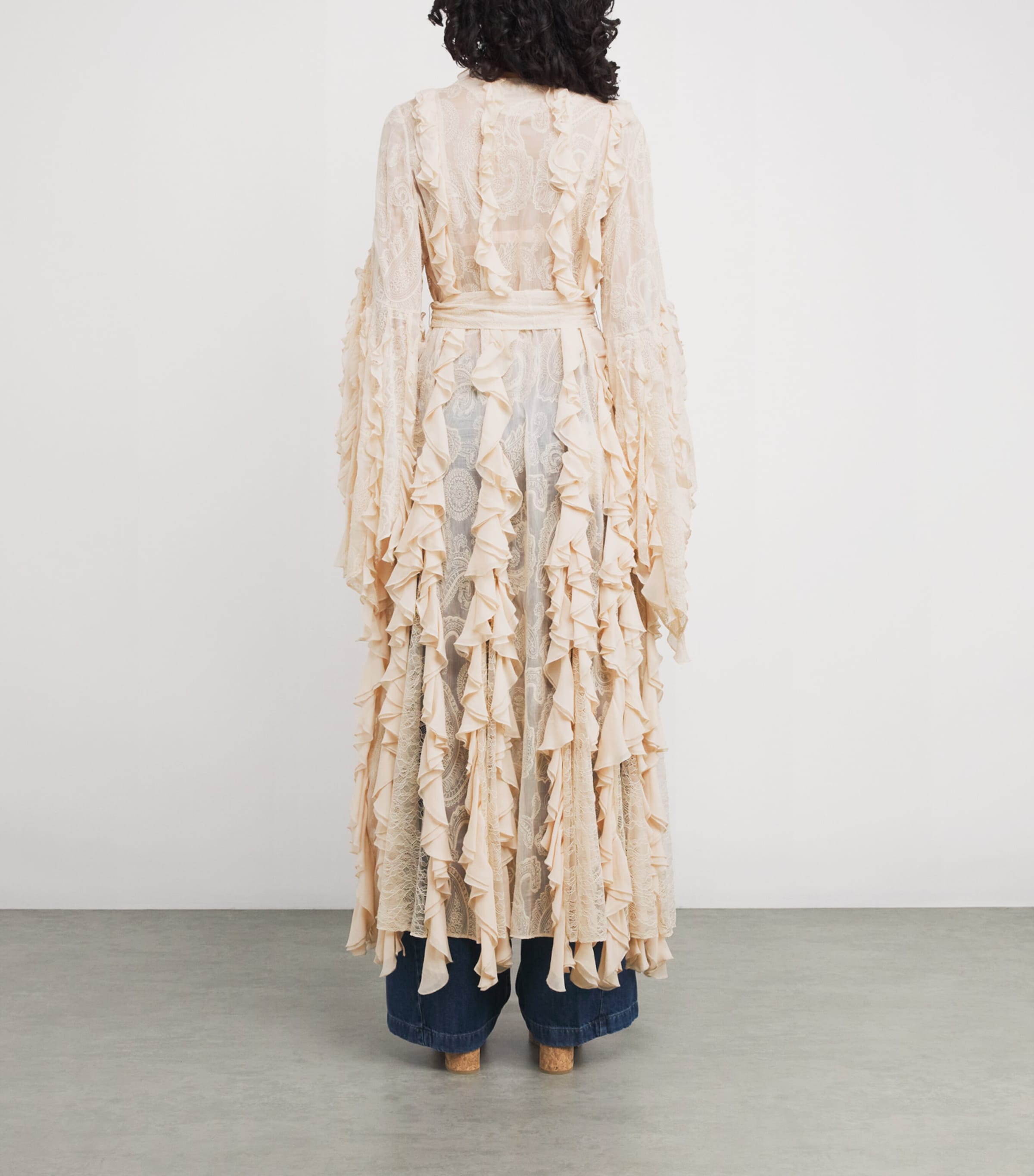 Alice+Olivia Womens Ruffle Cher Maxi Robe Champagne Image 4