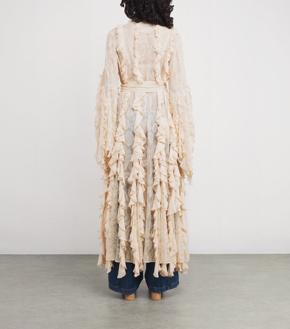 Alice+Olivia Womens Ruffle Cher Maxi Robe Champagne Image 4