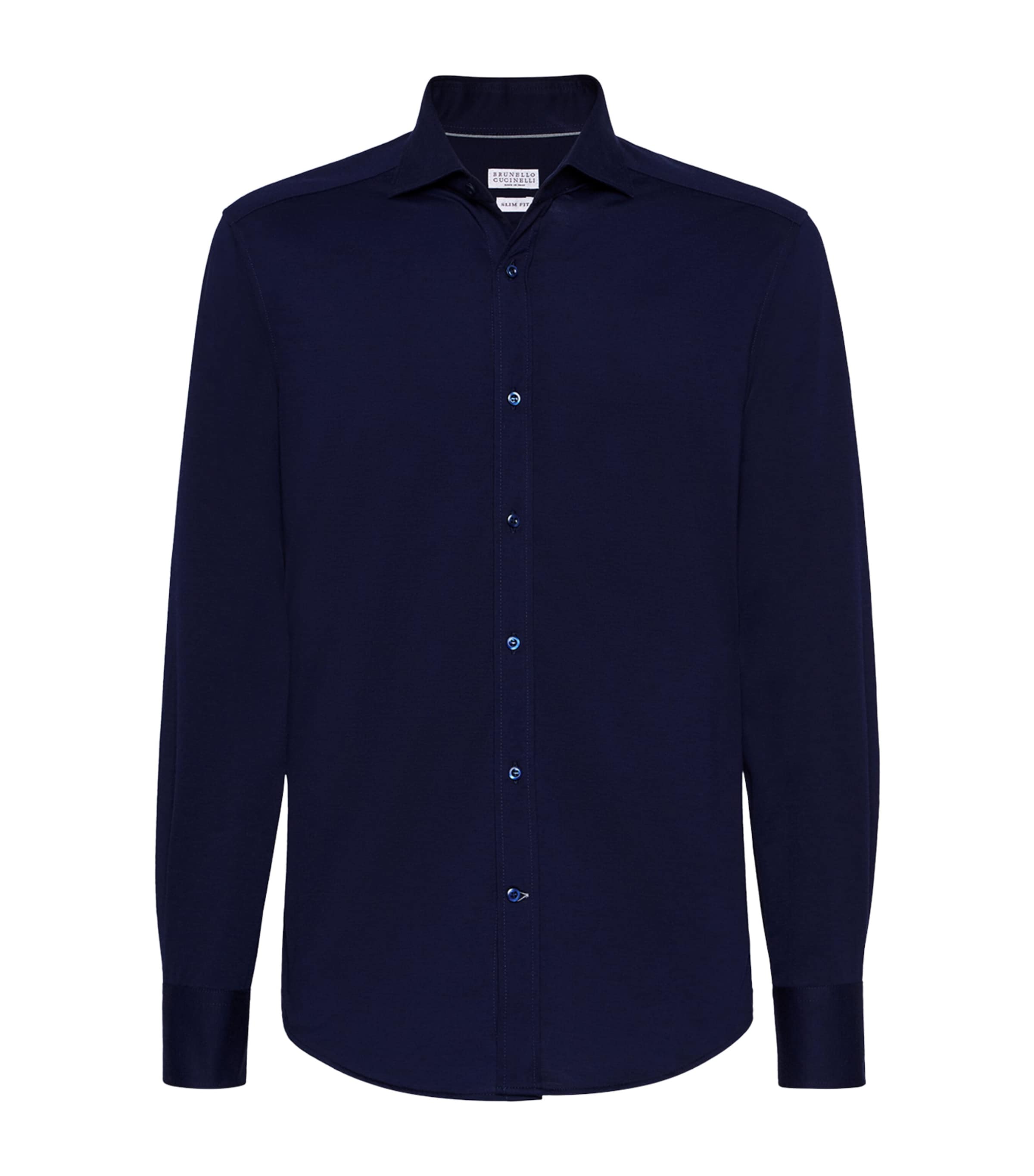 Brunello Cucinelli Patterned-jacquard Long-sleeve Shirt In Blue