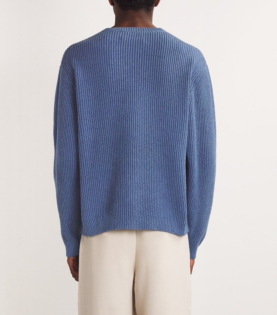 COMMAS Mens Cotton-Wool Fisherman Rib Sweater Azure Image 4