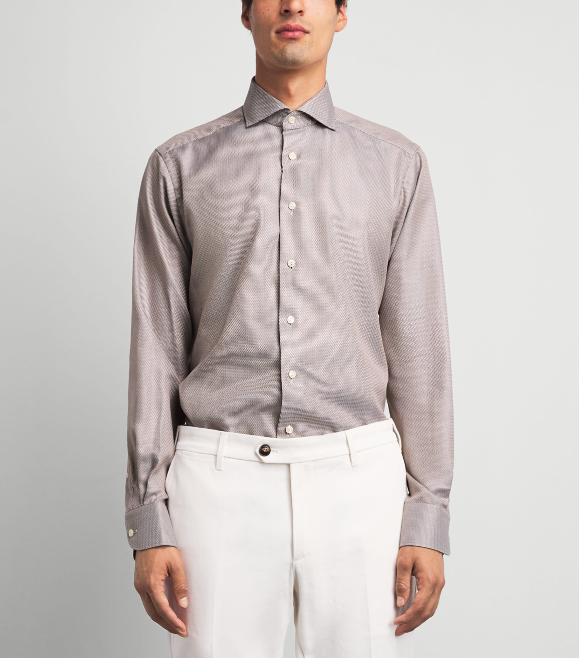 Eton Mens Cotton Patterned Contemporary Fit Shirt Brown Image 4