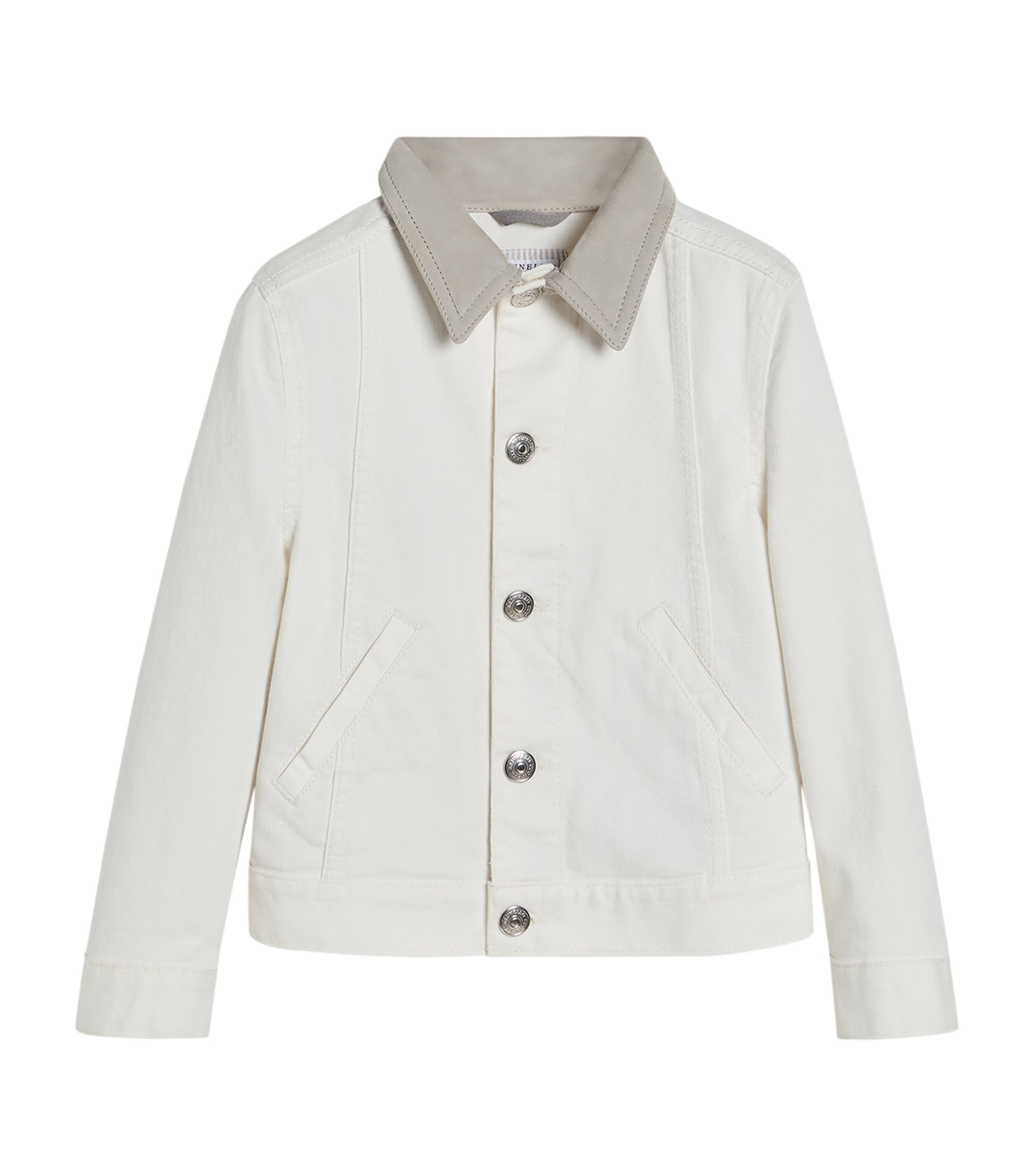 Brunello Cucinelli Kids Suede-Collar Denim Jacket (4-6 Years) Image 1