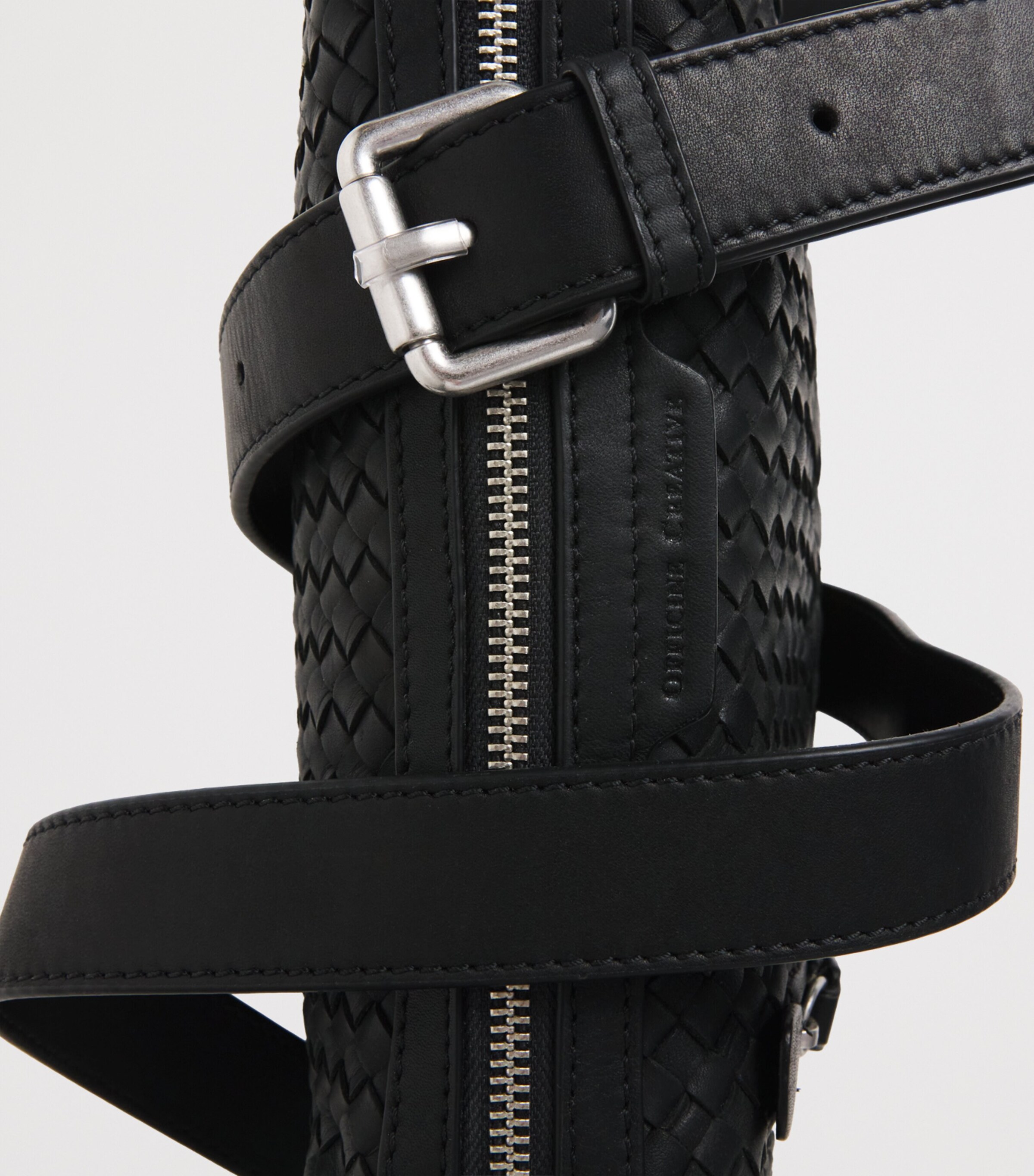 Officine Creative Leather Woven Armor Pouch Nero Image 7