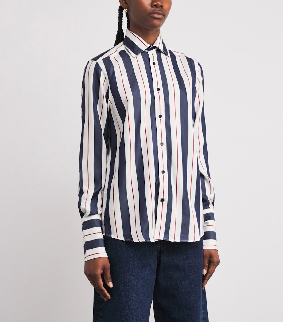 Stripe Boyfriend Shirt NVY/BRGNDY WID STRPE Image 3