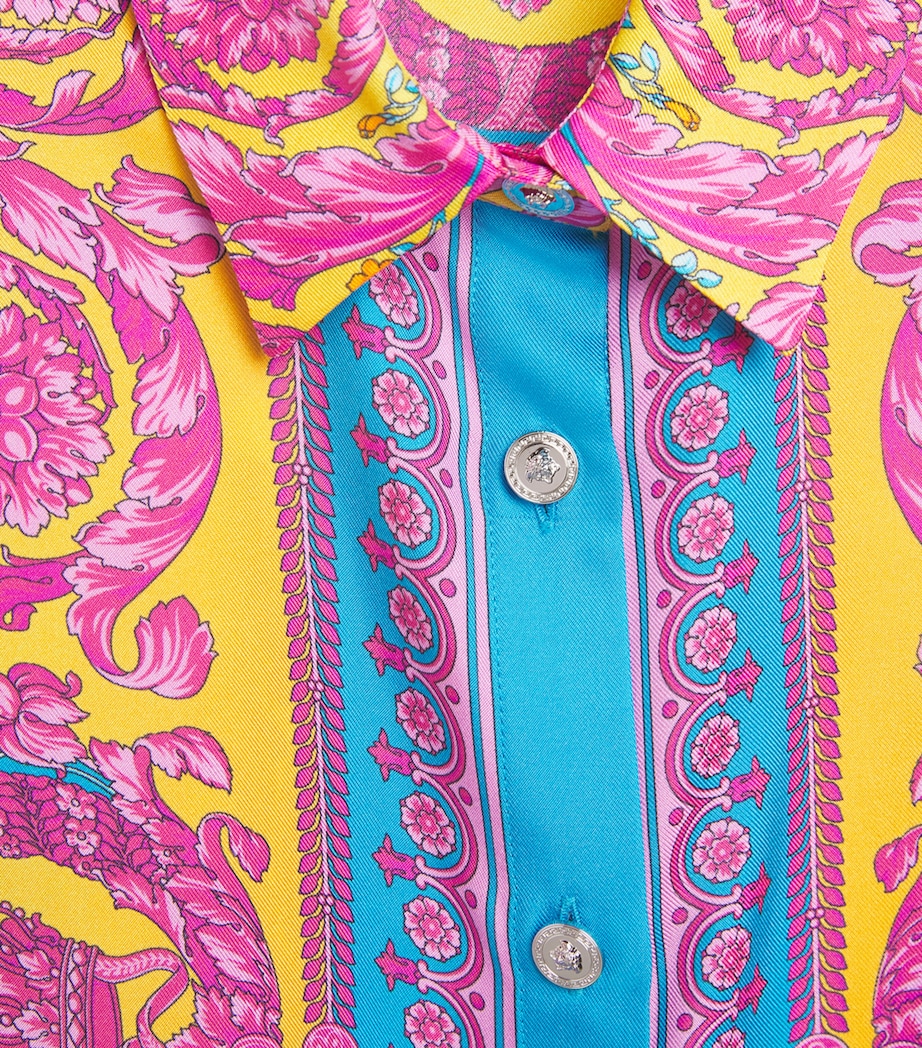Versace Kids Silk Barocco Print Dress (6-10 Years) Pnk+btfly Bl Image 3
