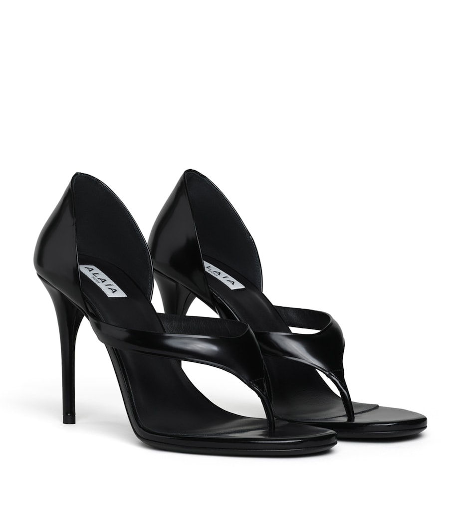 Alaïa Leather Infradito Heeled Sandals 90 Black Image 2