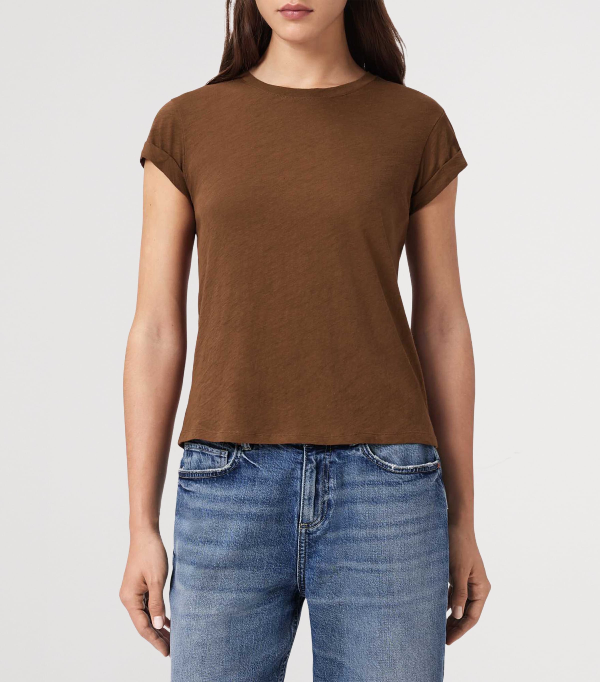Cotton Slim Anna T-Shirt COGNAC BROWN Image 5