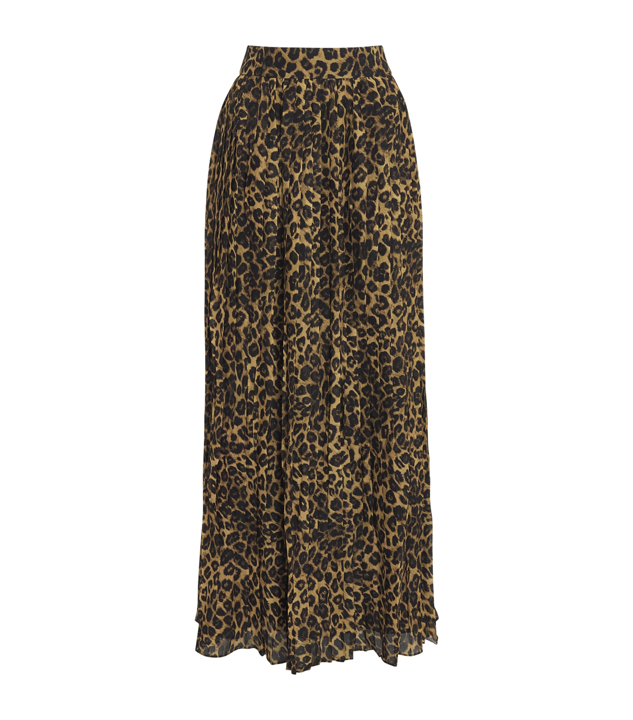 Toccin Womens Chiffon Leopard Pleated Dillon Midi Skirt Leopard Image 1