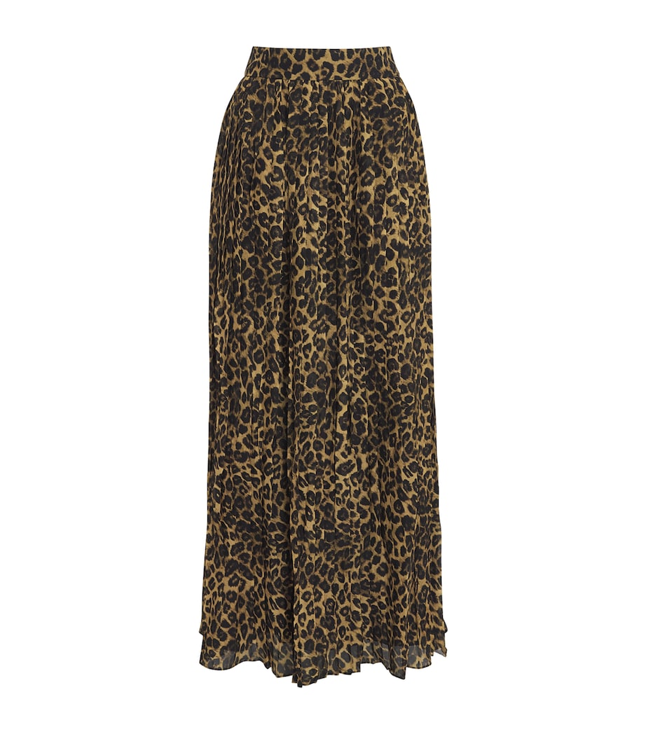 Toccin Womens Chiffon Leopard Pleated Dillon Midi Skirt Leopard Image 1