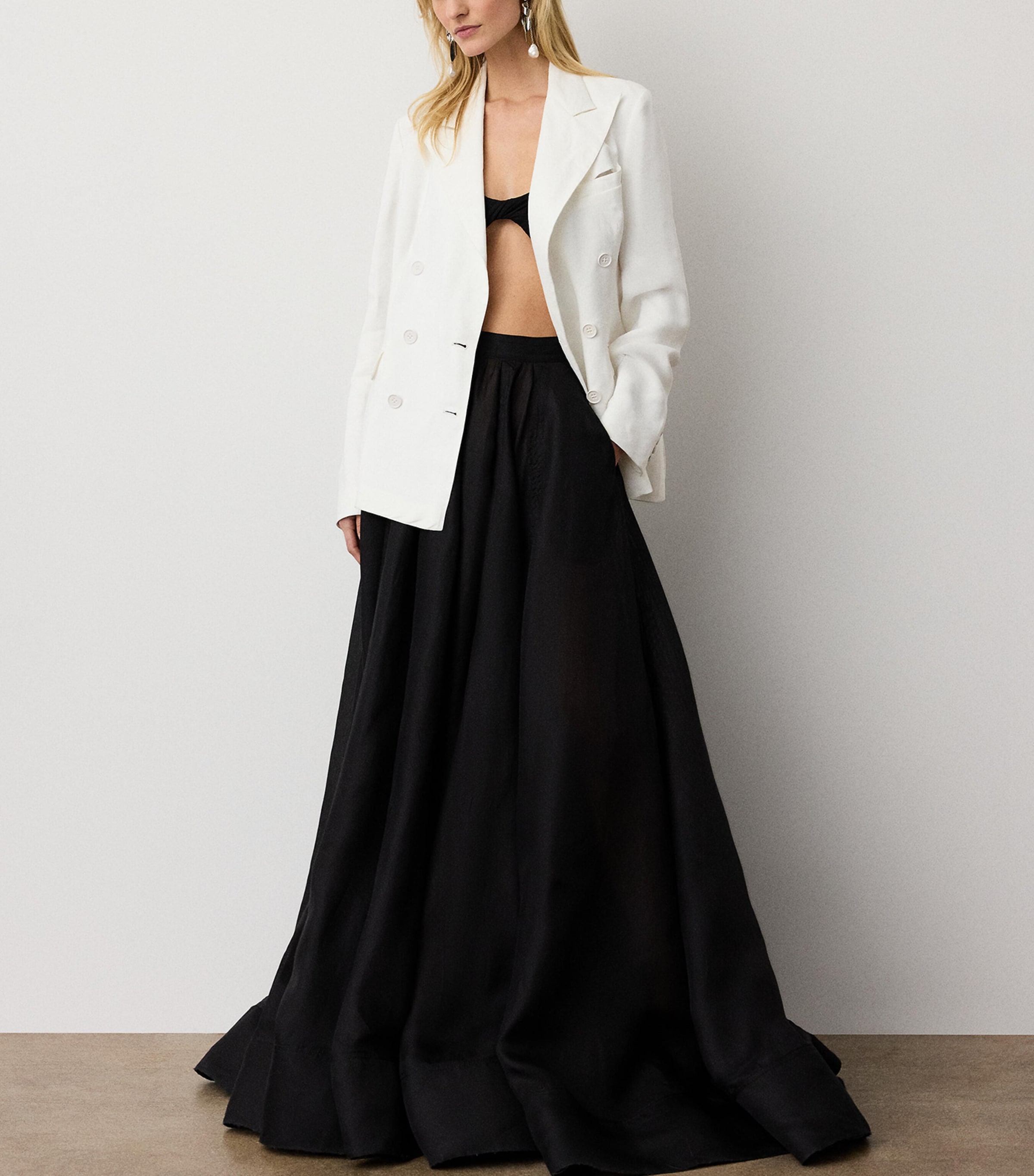 Ralph Lauren Collection Womens Silk Gazar Ivanna Maxi Skirt Black Image 2