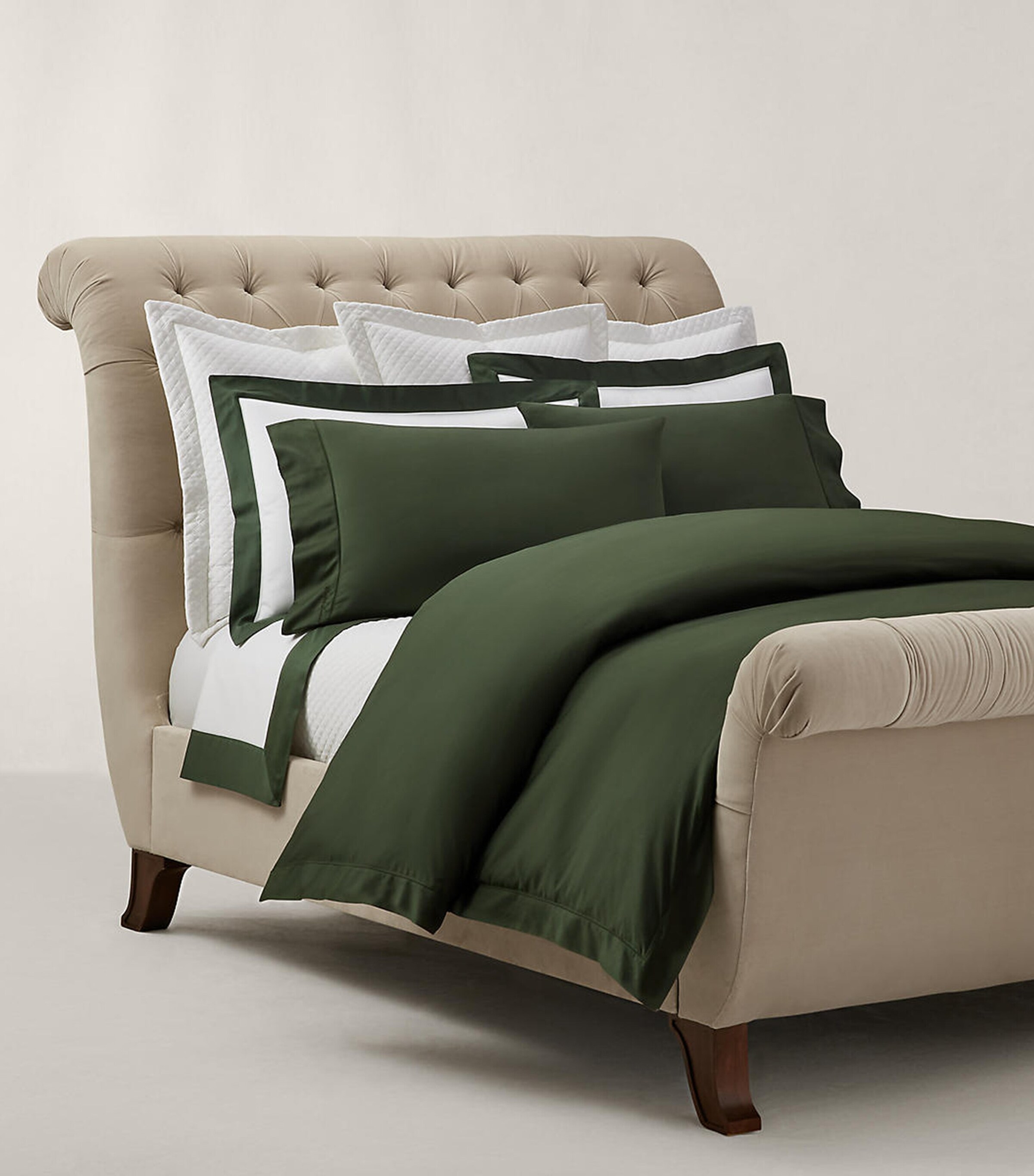 Ralph Lauren Home Cotton RL624 King Fitted Sheet (150cm x 200cm) Dkgreen Image 2