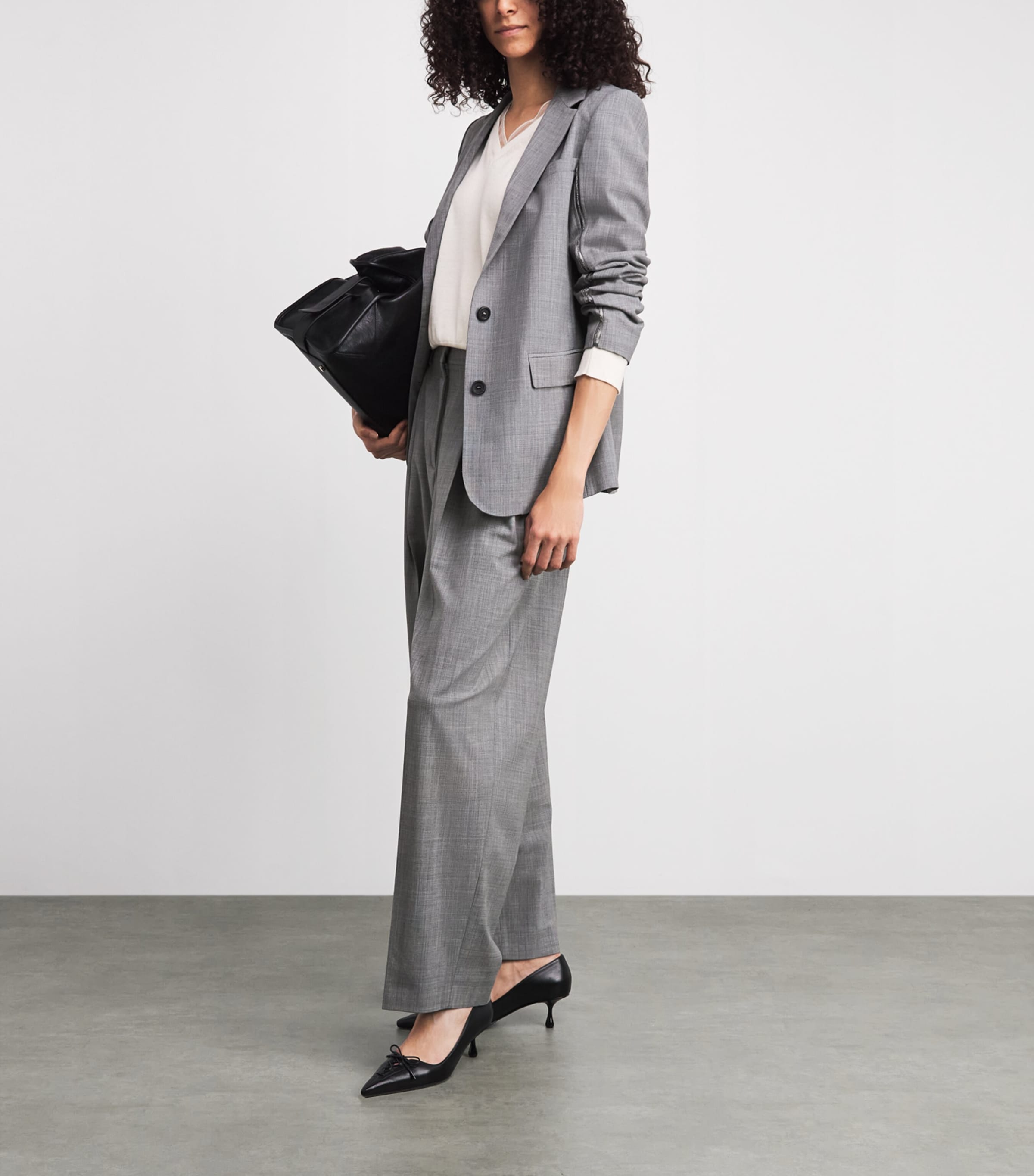 Fabiana Filippi Womens Embellished Wool-Blend Blazer Roccia Melange Image 2