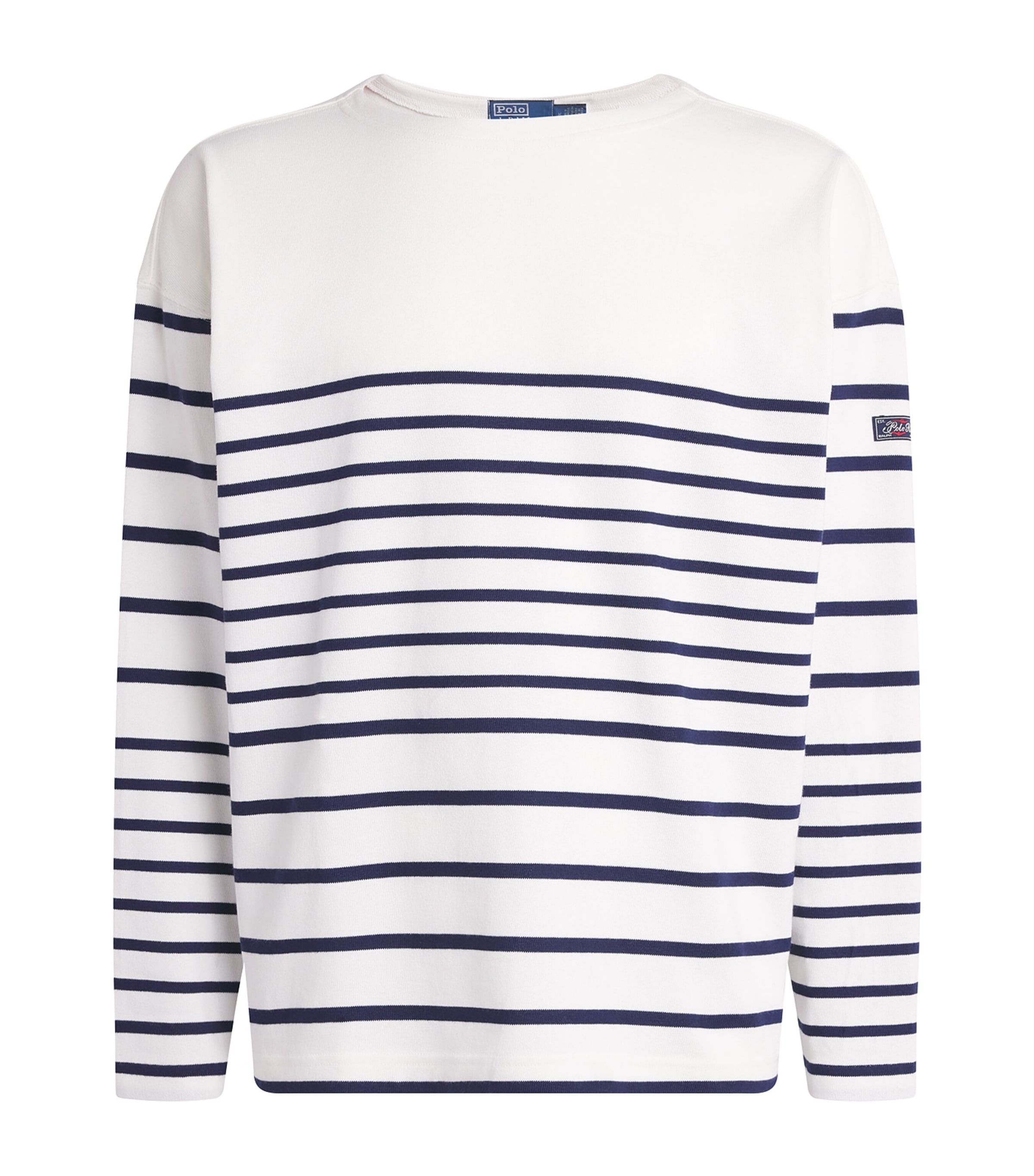 Polo Ralph Lauren Mens Cotton Stripe Sweater Newport Navy/white Image 1