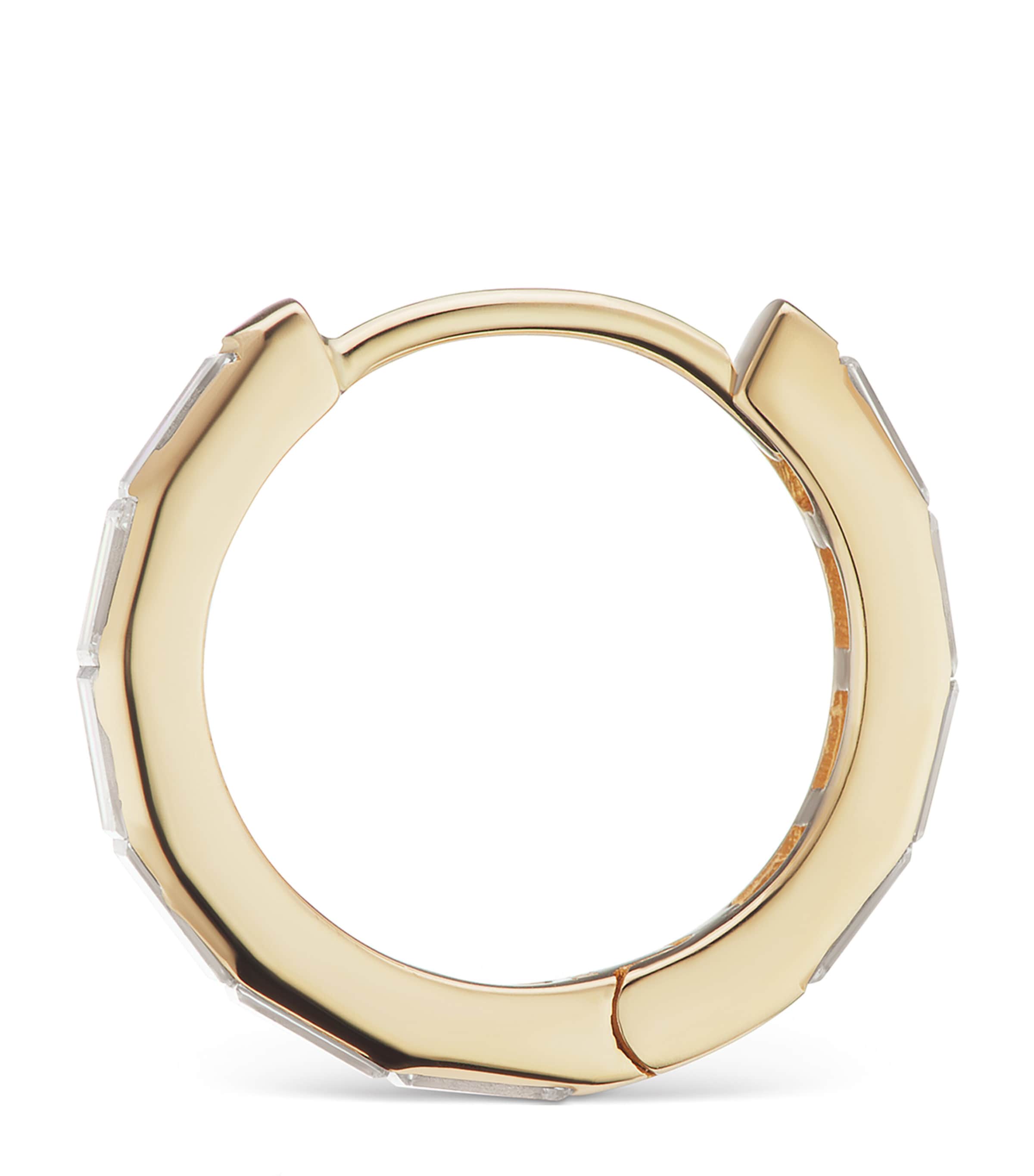 Yellow Gold Invisible Set Baguette Diamond Eternity Hoop Earring (9.5mm) YELLOW GOLD Image 2