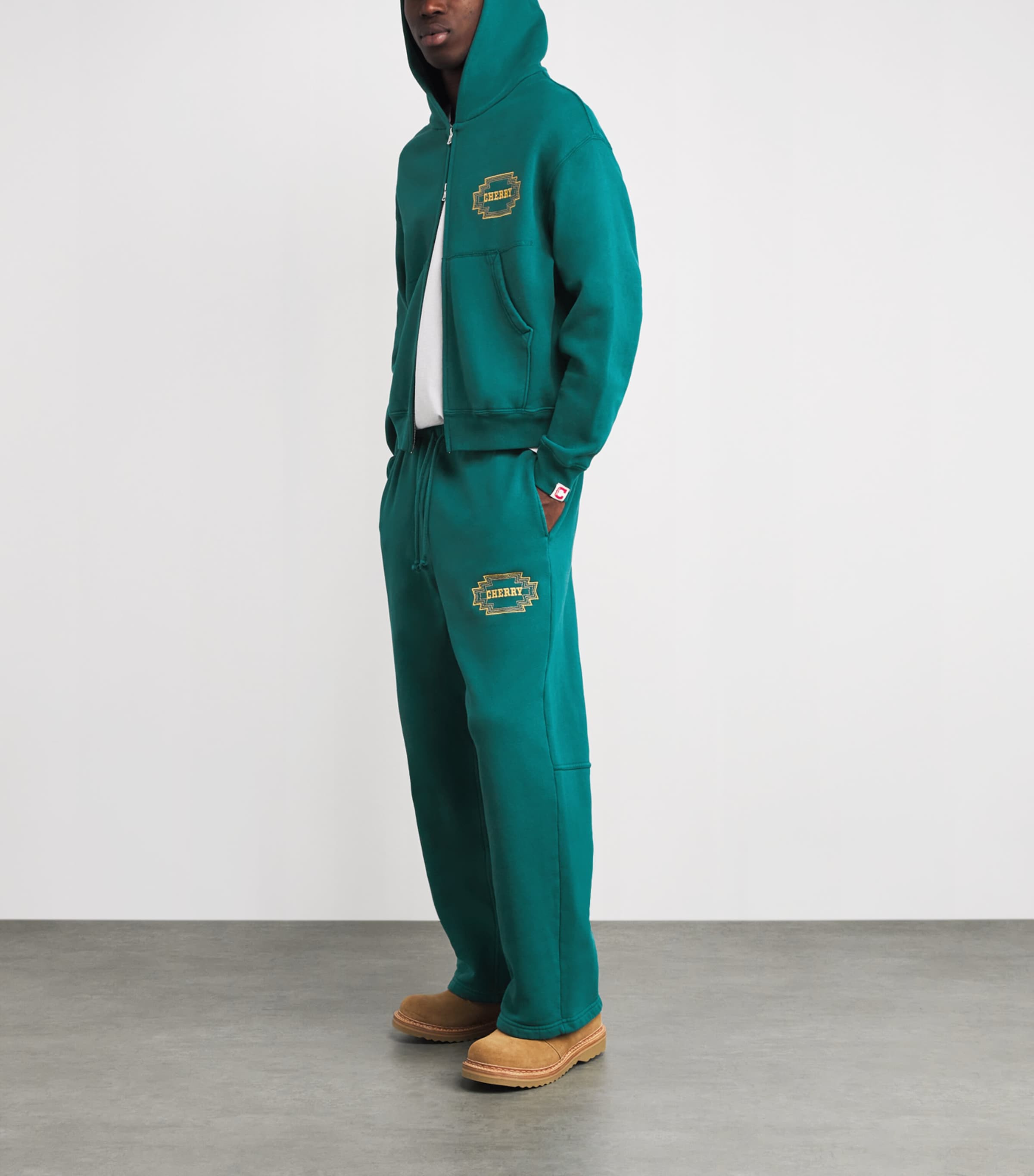 Cotton Navajo Logo Embroidery Zip-Up Hoodie EMERALD Image 2