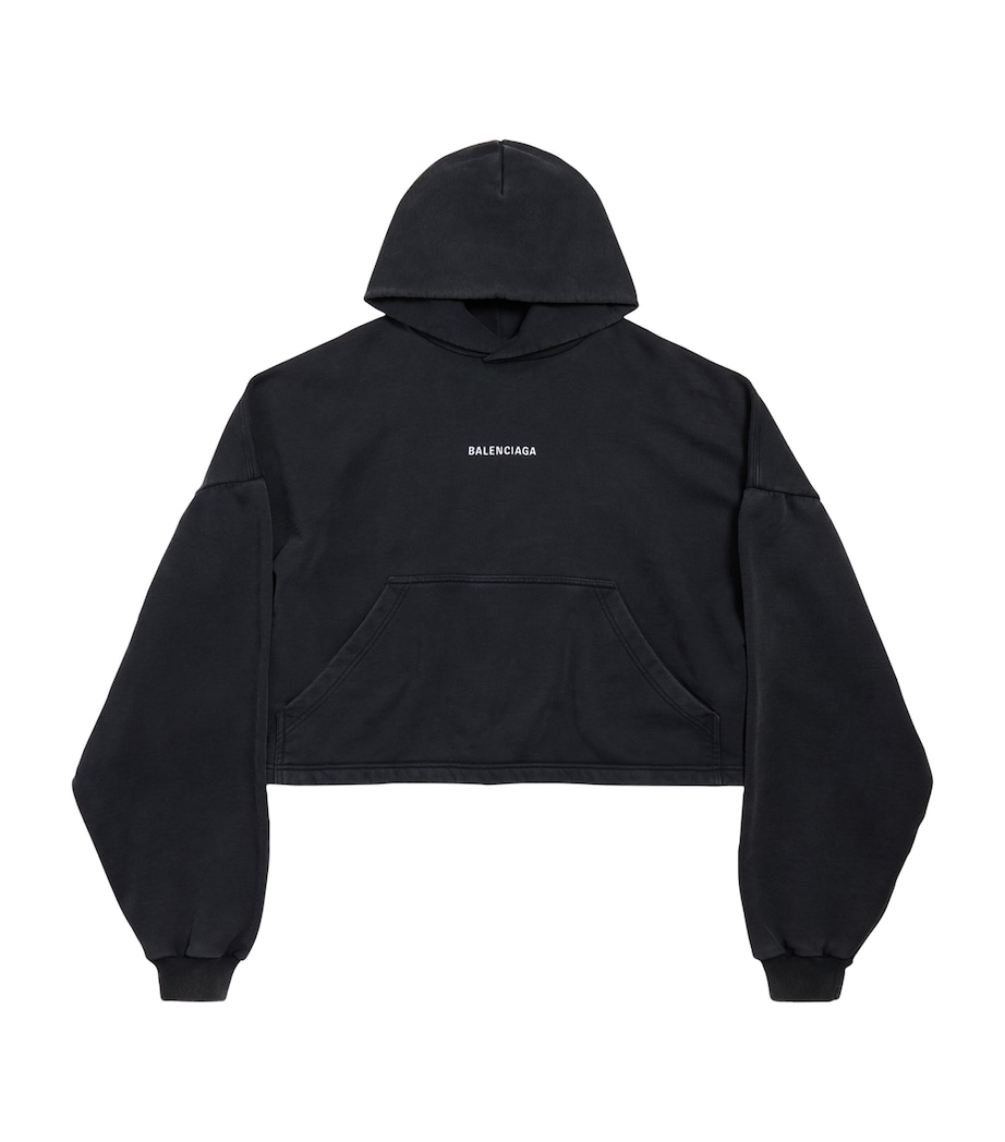 Balenciaga Womens Logo Cropped Hoodie Image 1