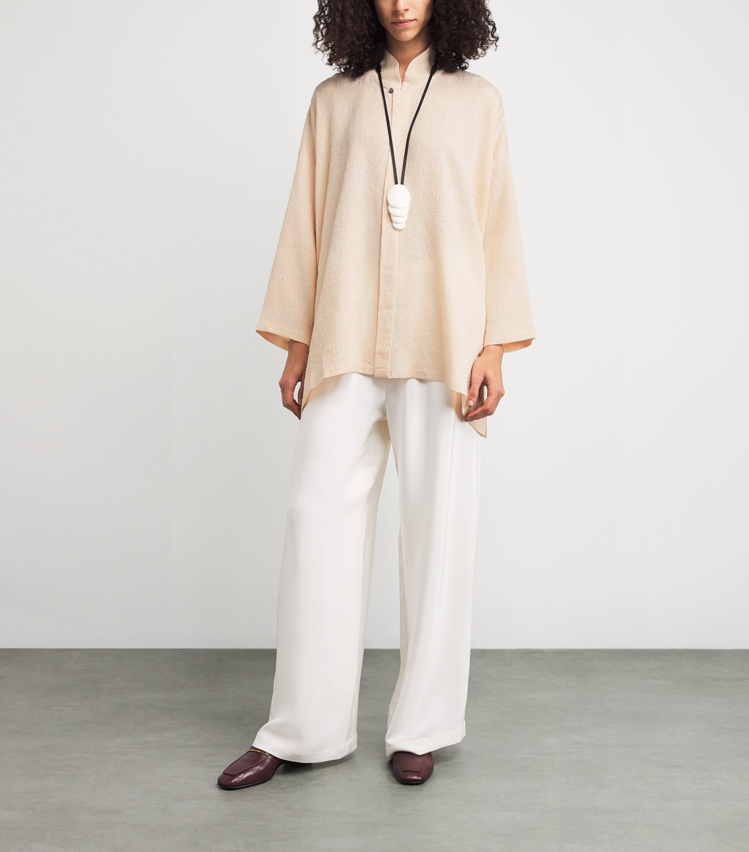 Silk Stand-Collar Shirt PALEPINK Image 2