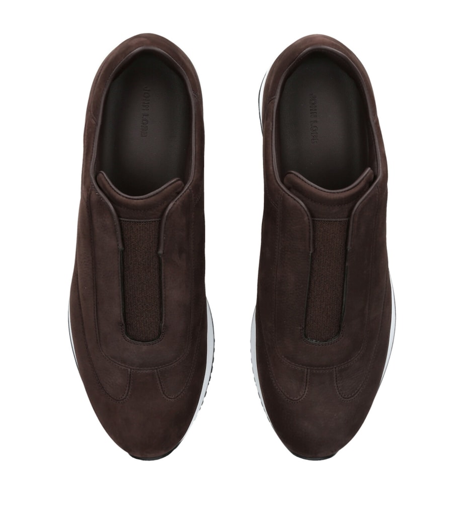 John Lobb Mens Nubuck Lift Runner Sneakers Dark Brown Image 4