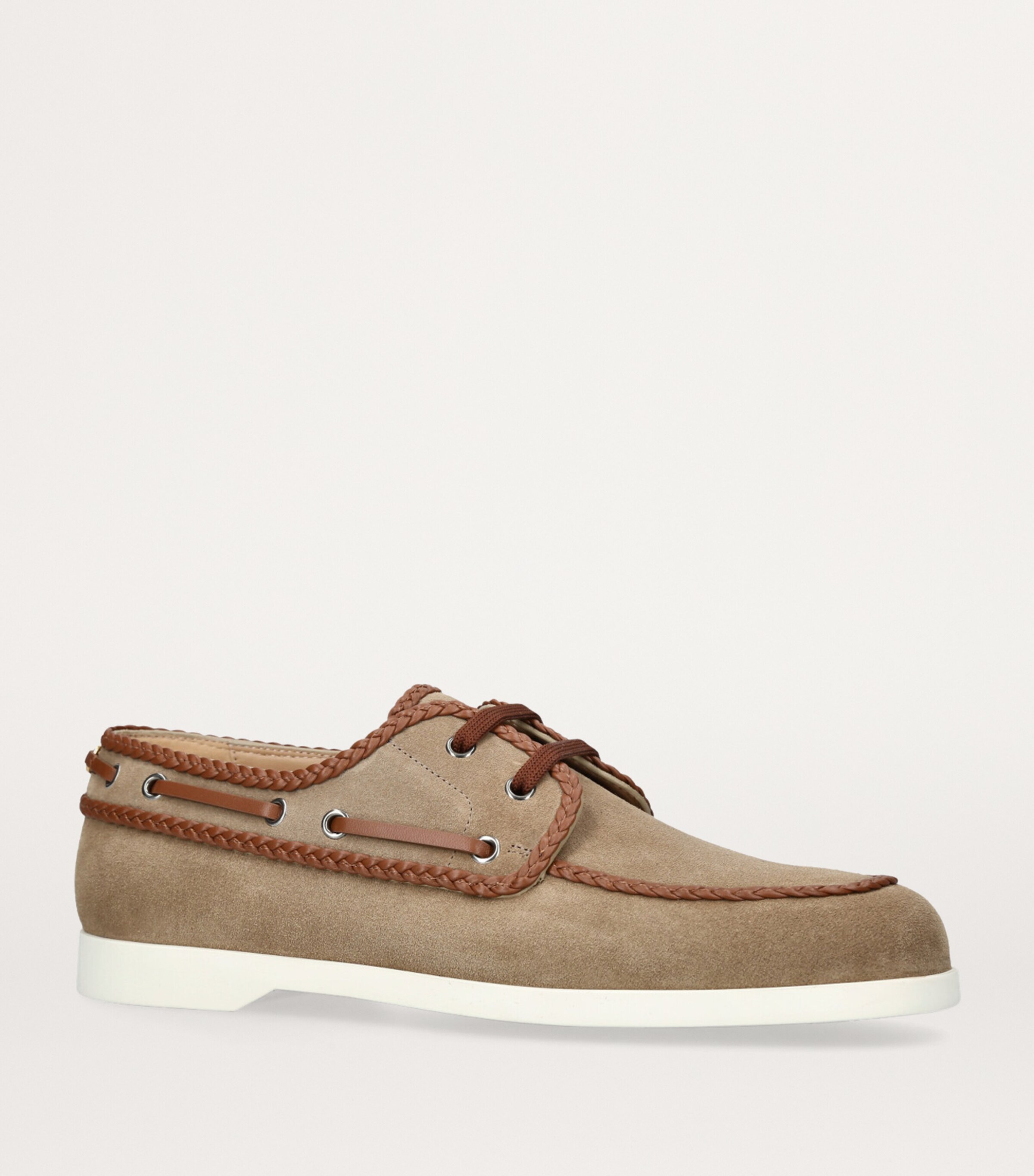 Valentino Garavani Suede Palm Avenue Boat Shoes Brown Image 3