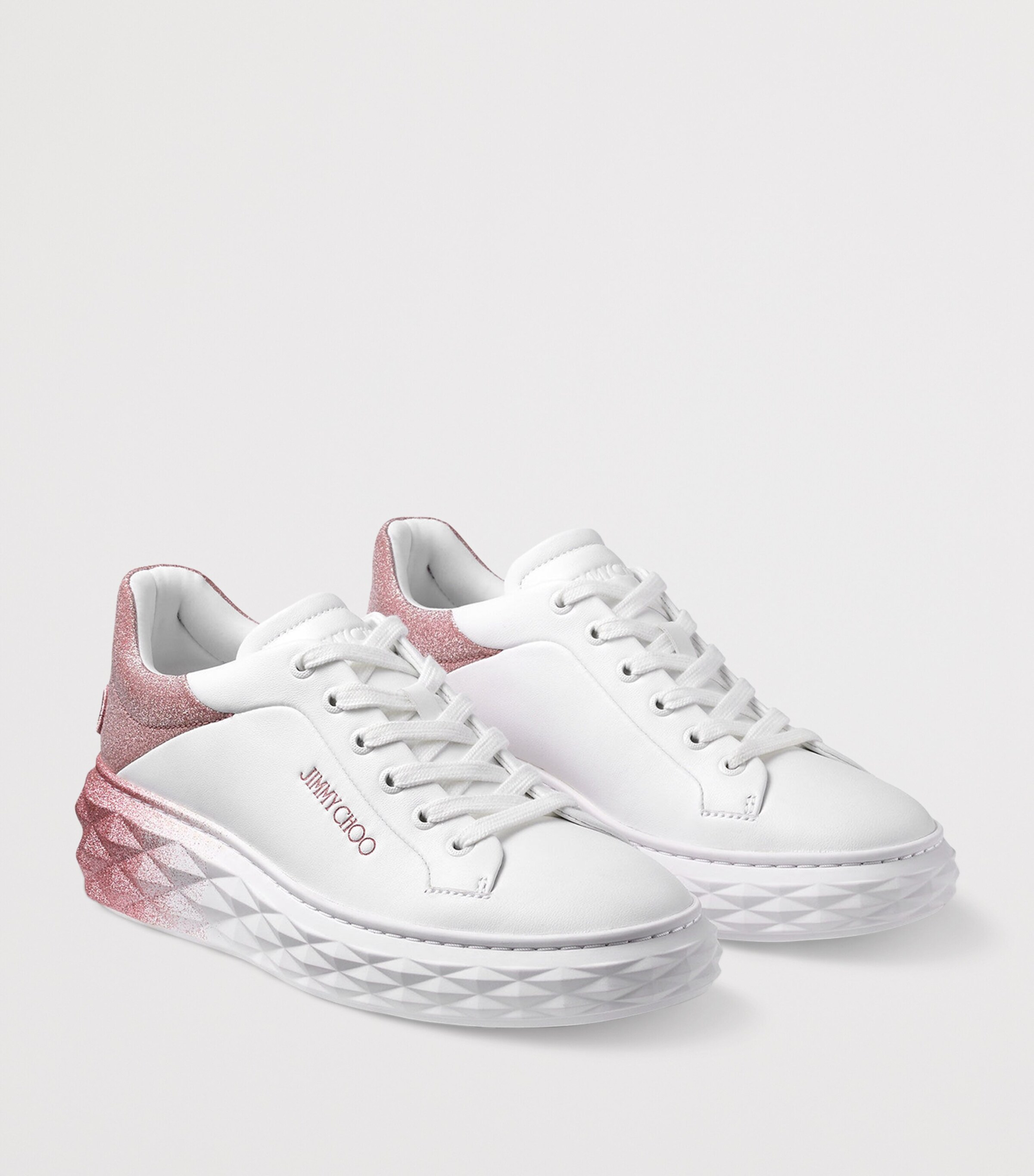 Diamond Maxi Leather Sneakers V WHITE/ROSE Image 2