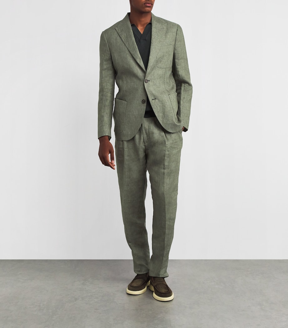 x Harrods Linen Blazer MILITARY GREEN Image 2