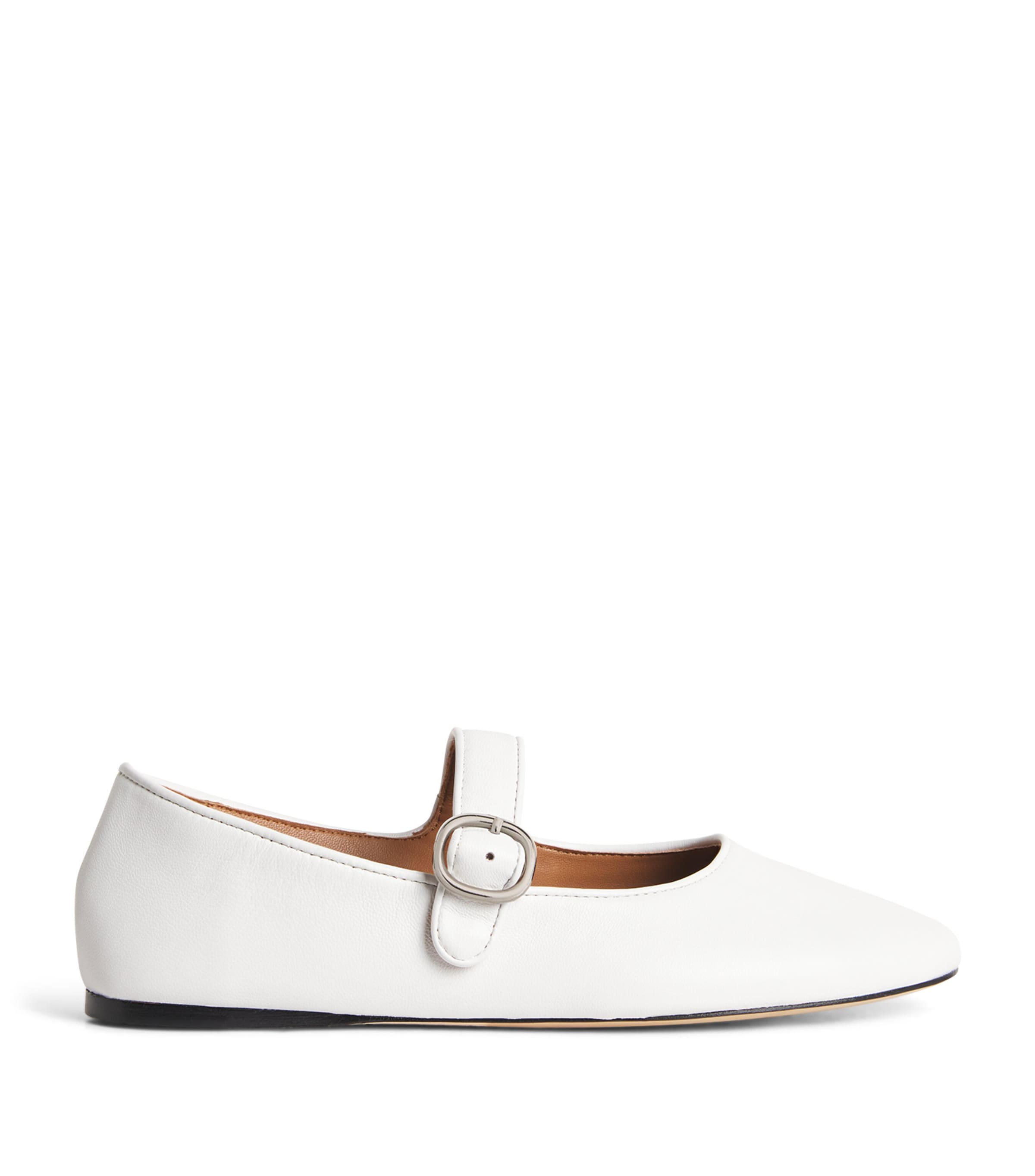 Sandro Leather Ballet Flats In Beige