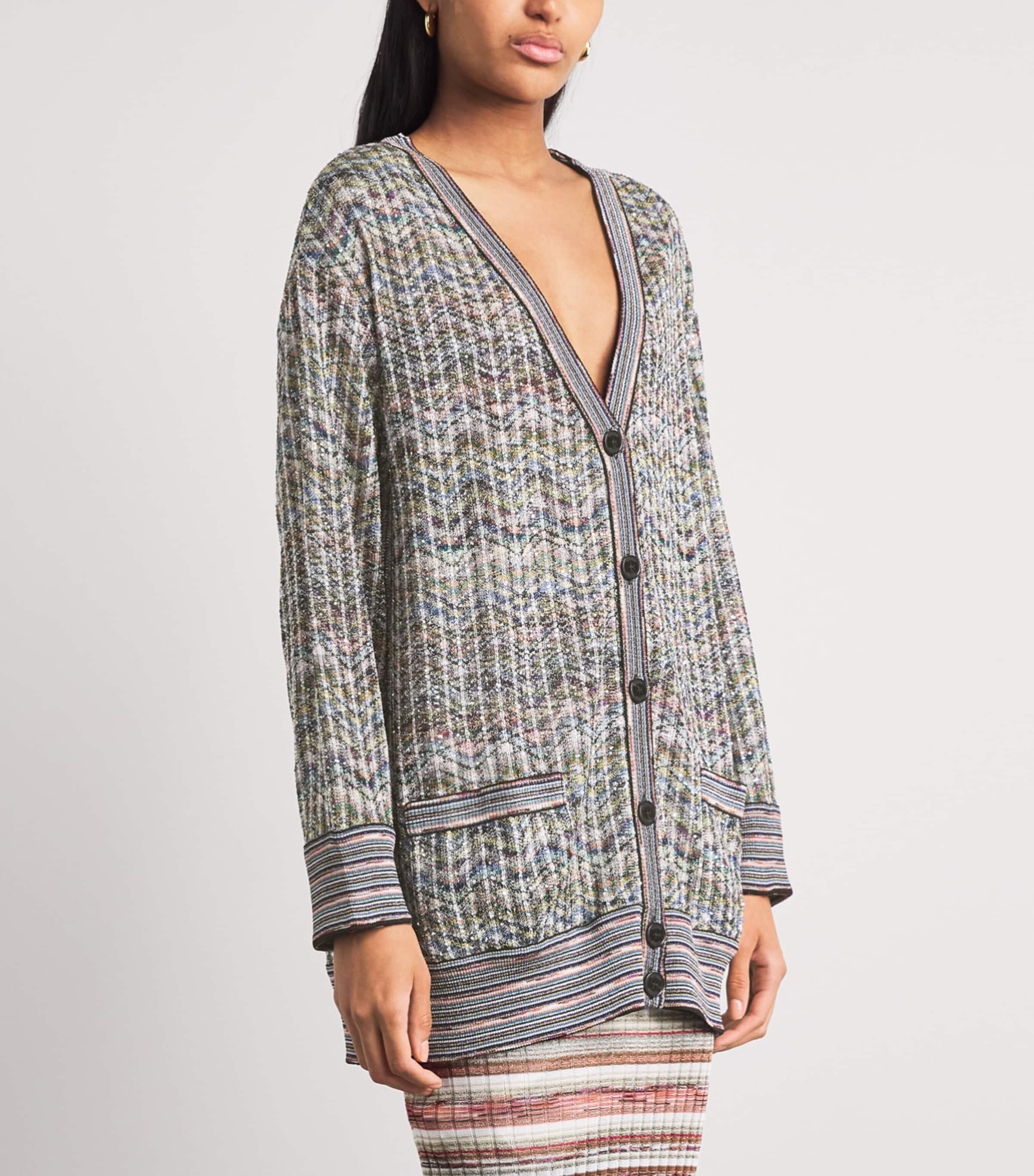Missoni Womens Zigzag Sequinned Cardigan Smspw Light Multiclr Image 4
