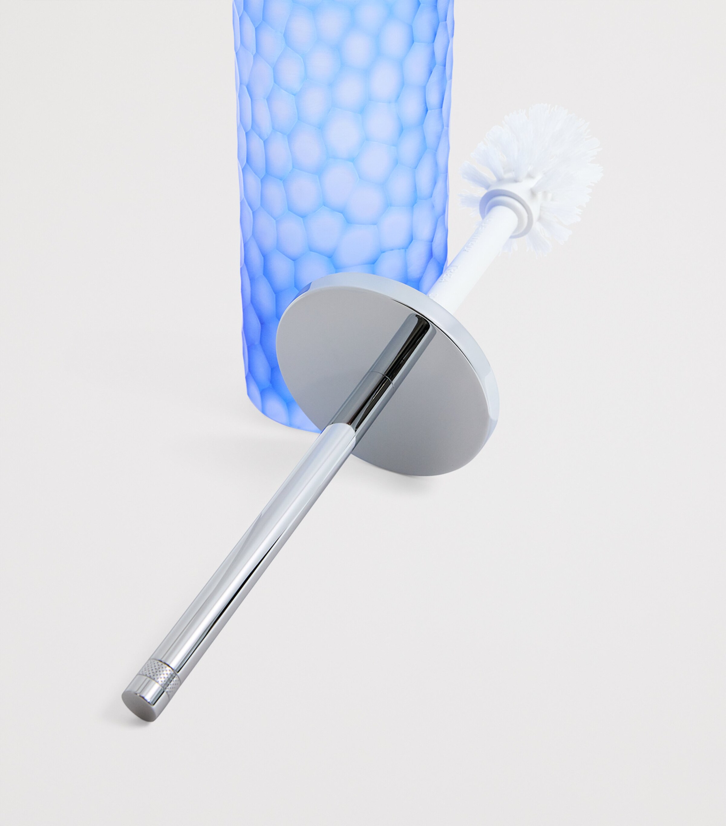 Crystal Ocean Honeycomb Toilet Brush Holder BLUE/CHROME Image 3