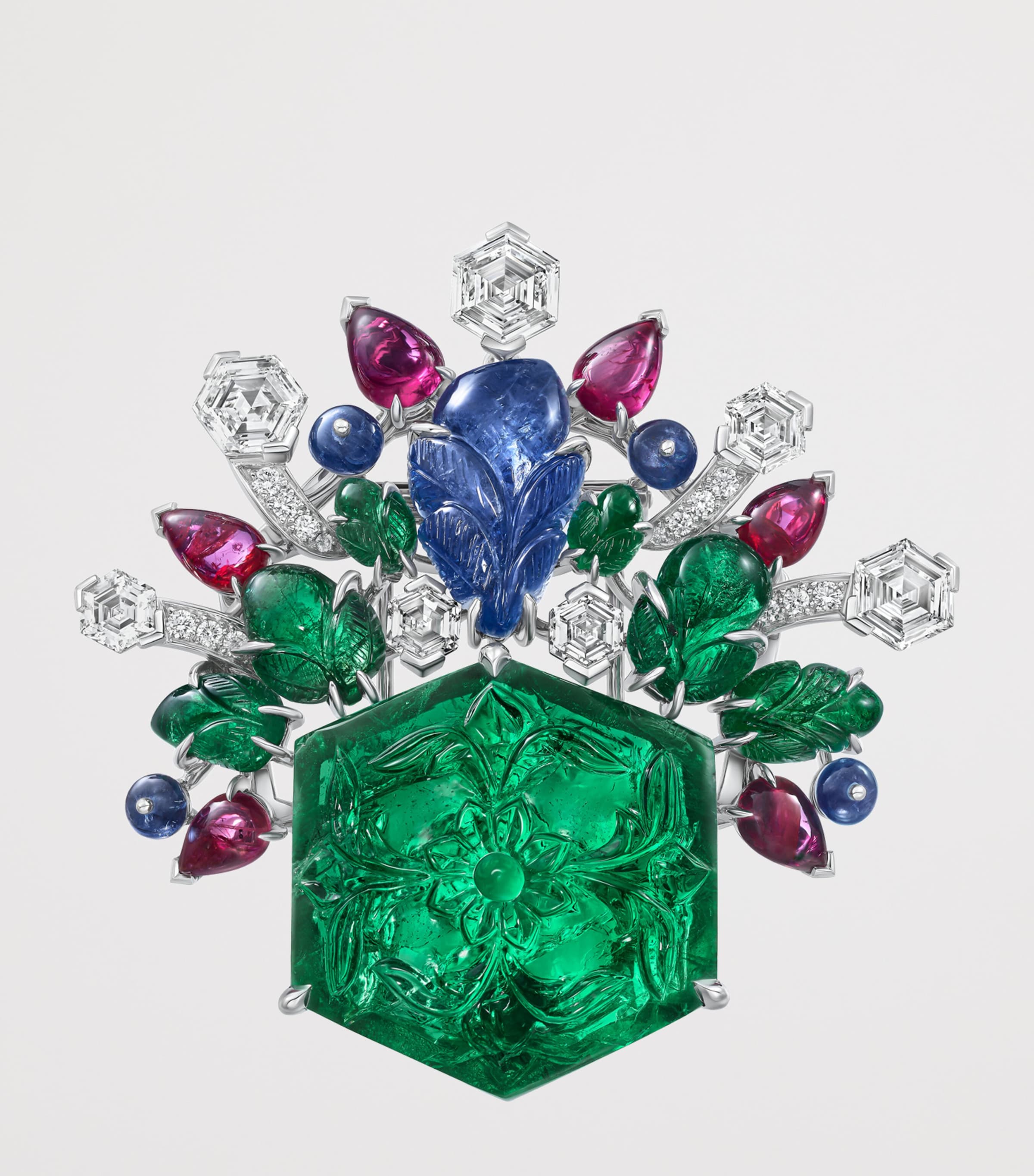 Cartier Platinum, Diamond and Emerald Tutti Kanya Necklace Platinum Image 8
