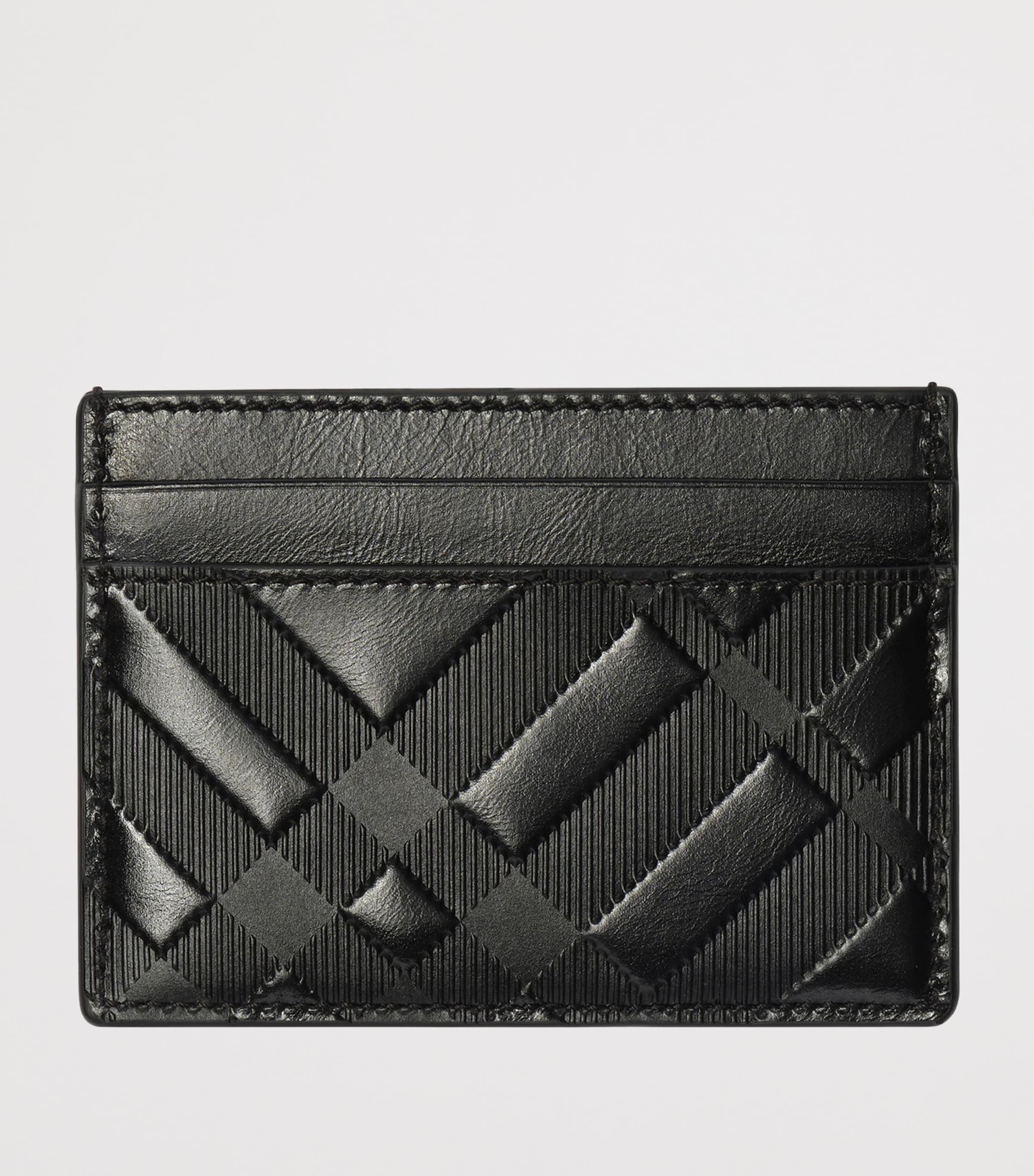 Burberry Embossed Check Card Holder Black Image 2