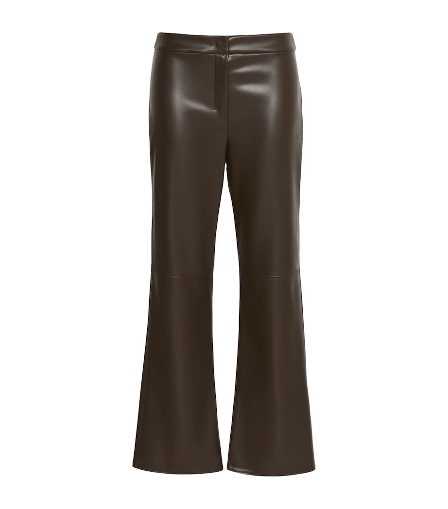 Max Mara Womens Faux Leather Flared Trousers Dark Bown Image 1