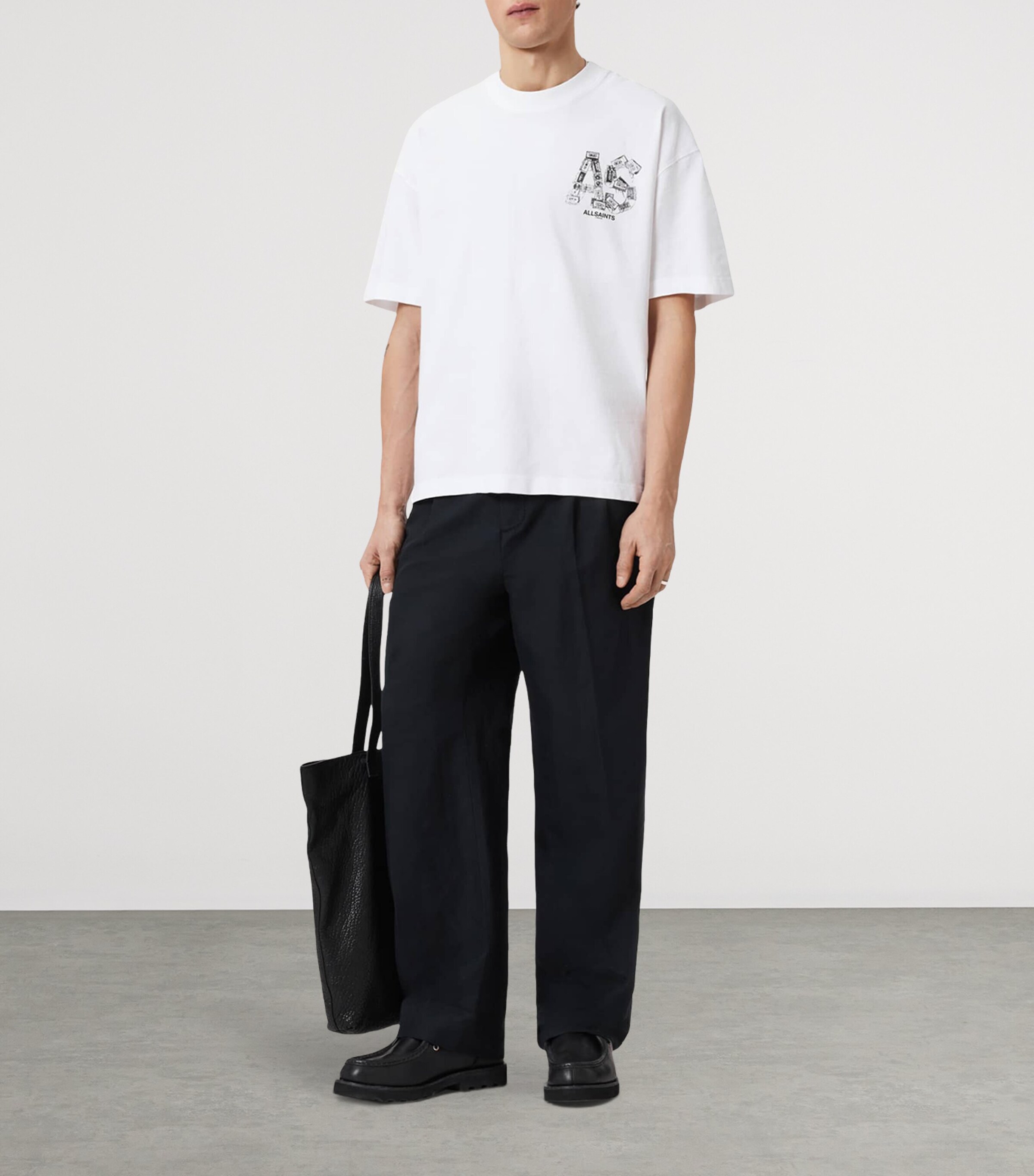 AllSaints Mens Organic Cotton Mixtape T-Shirt Optic White Image 6