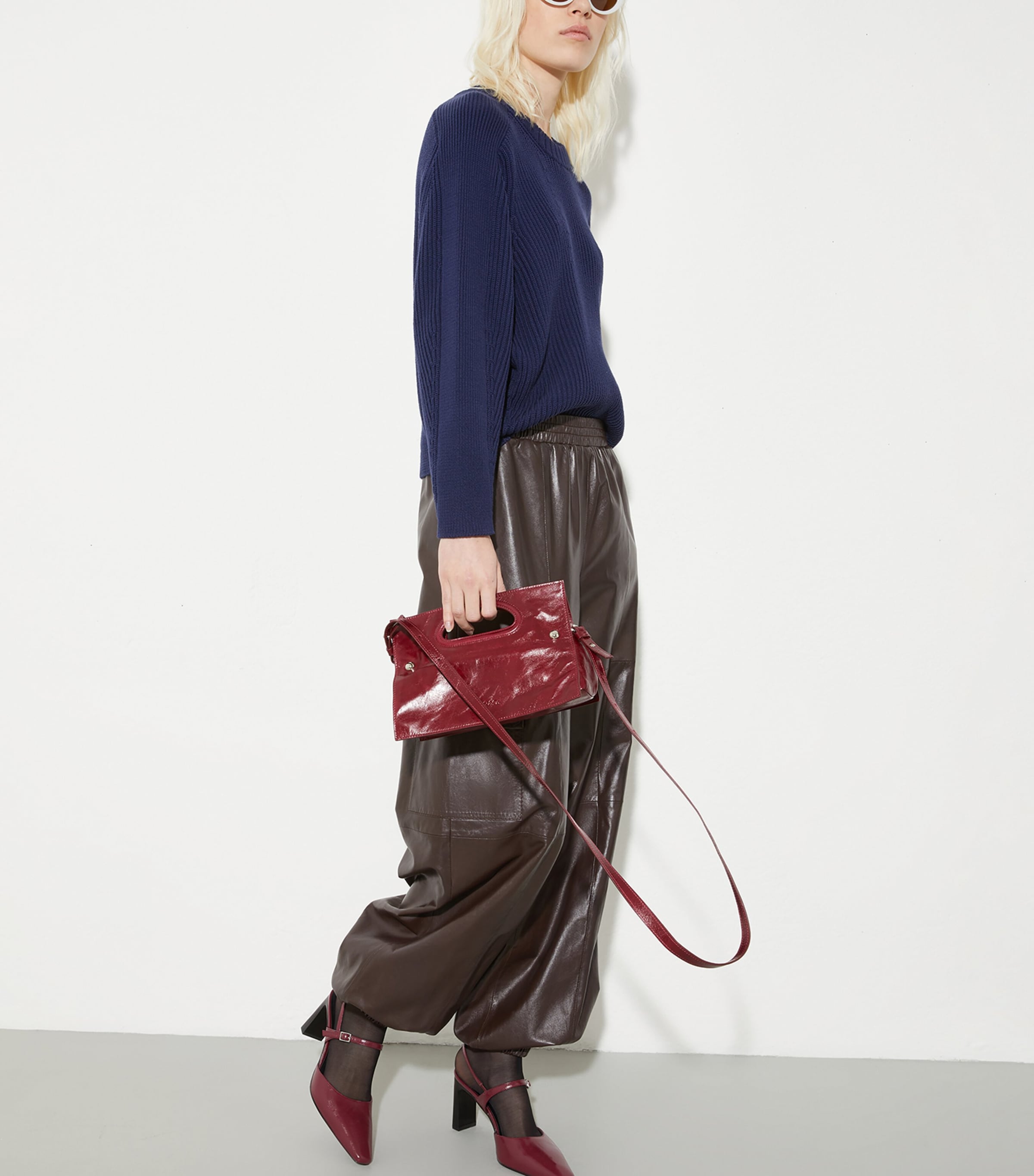 Cotton-Blend Rib-Knit Sweater NAVY Image 2