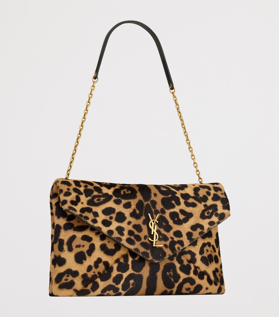 Saint Laurent Cassandre Envelope Leopard Chain Wallet Image 3