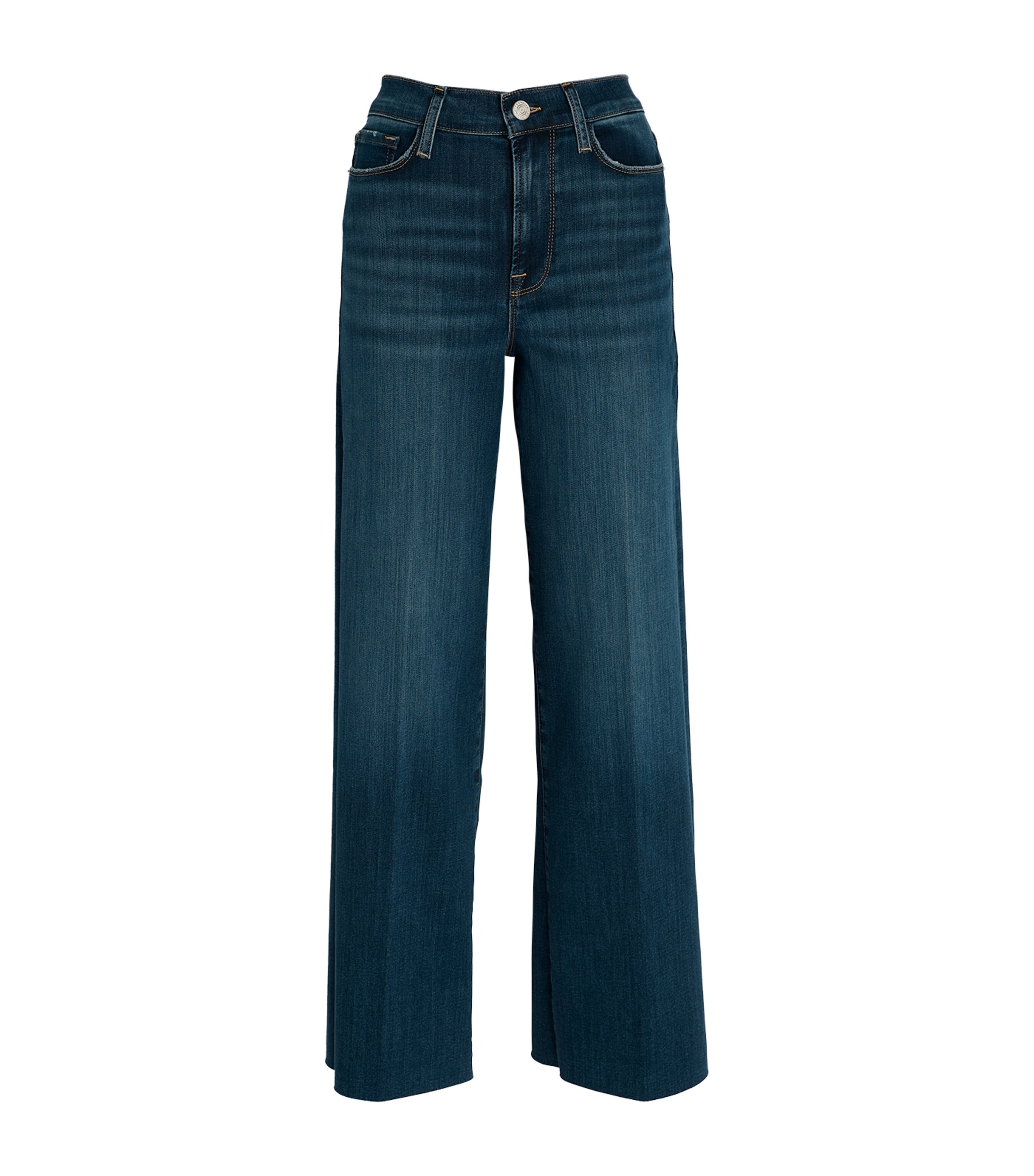 Frame Palazzo Cropped Wide-leg Jeans In Blue