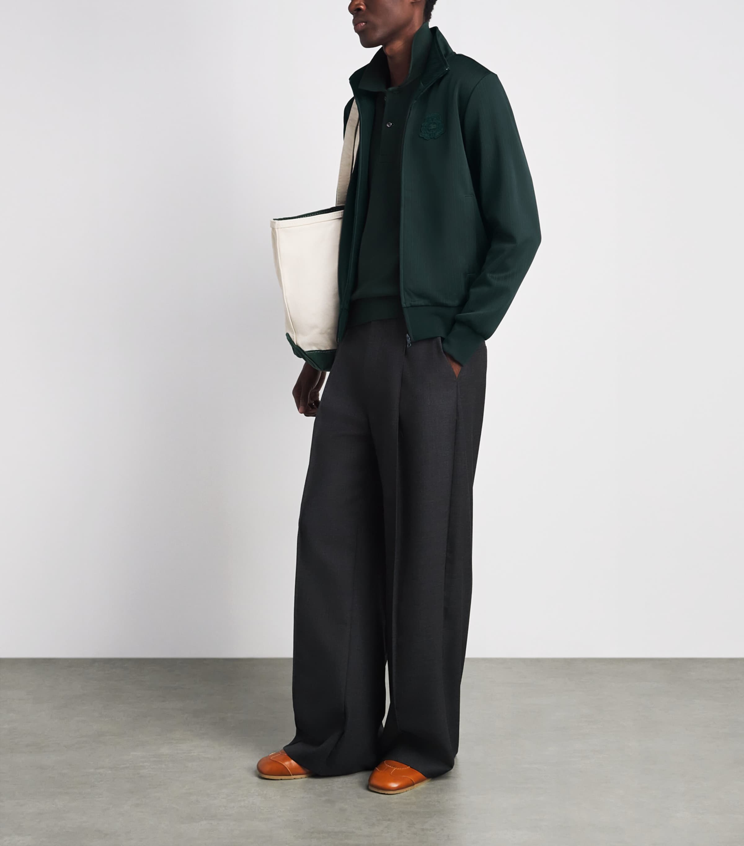 Lacoste Mens Crest Zip-Up Sweatshirt Qjp Varech Fonce Image 2