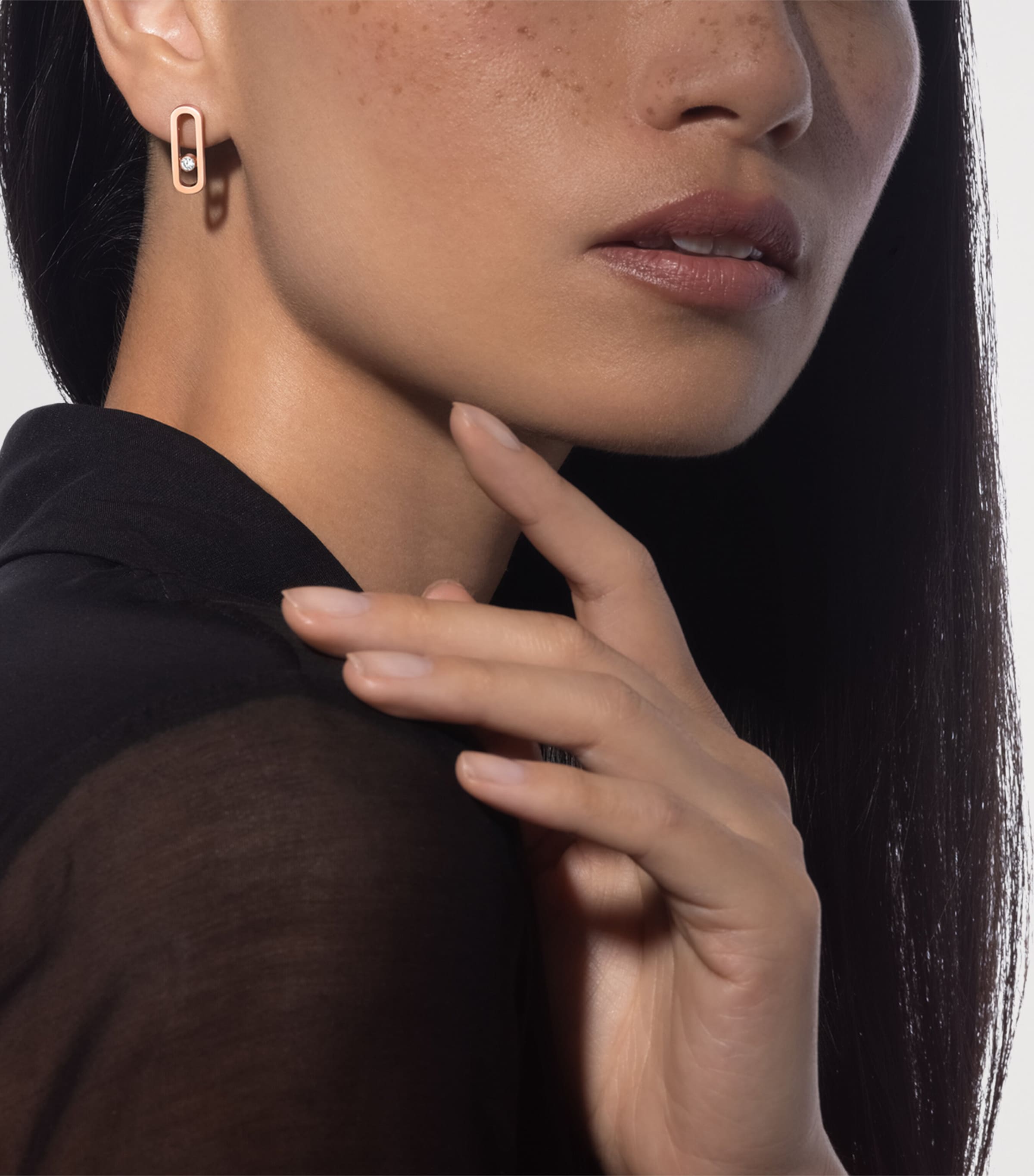 Messika Move Uno Rose Gold and Diamond Stud Earrings Pink Gold Image 2