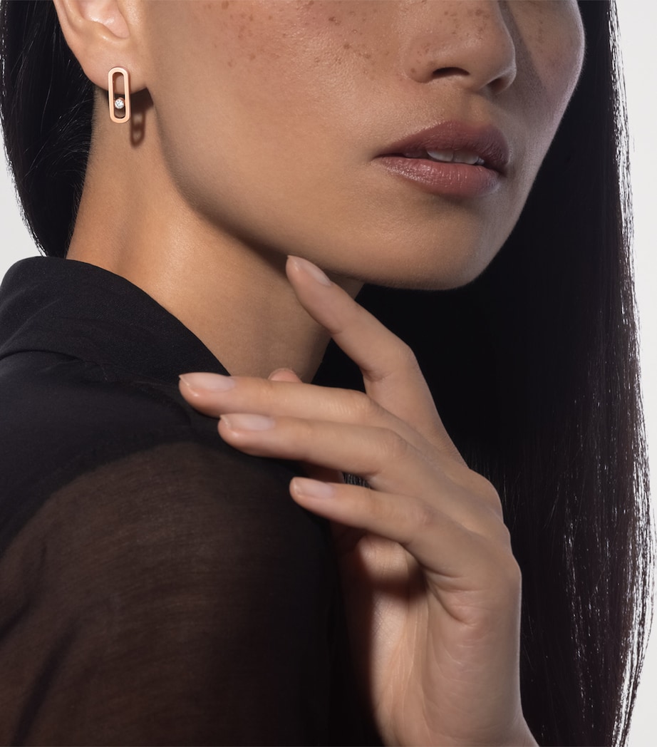 Messika Move Uno Rose Gold and Diamond Stud Earrings Pink Gold Image 2