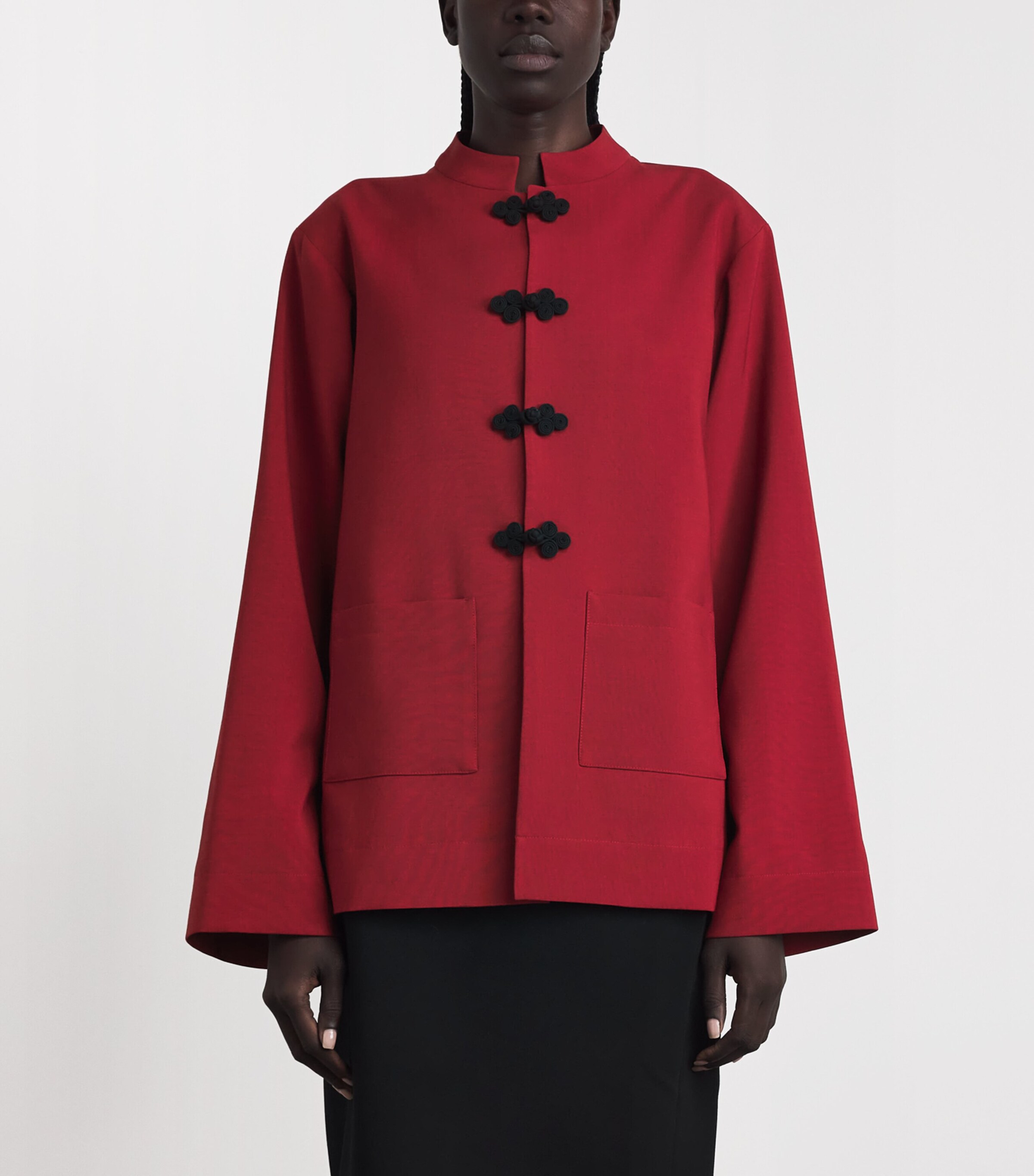 Róhe Womens Wool Pankou-Closure Jacket Carmine Image 4